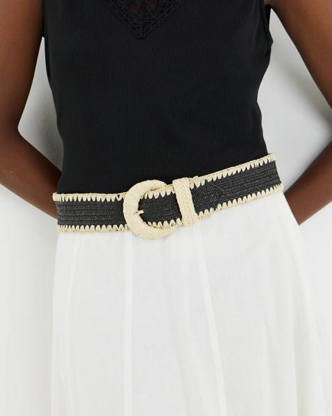 Black Raffia Stretch Belt