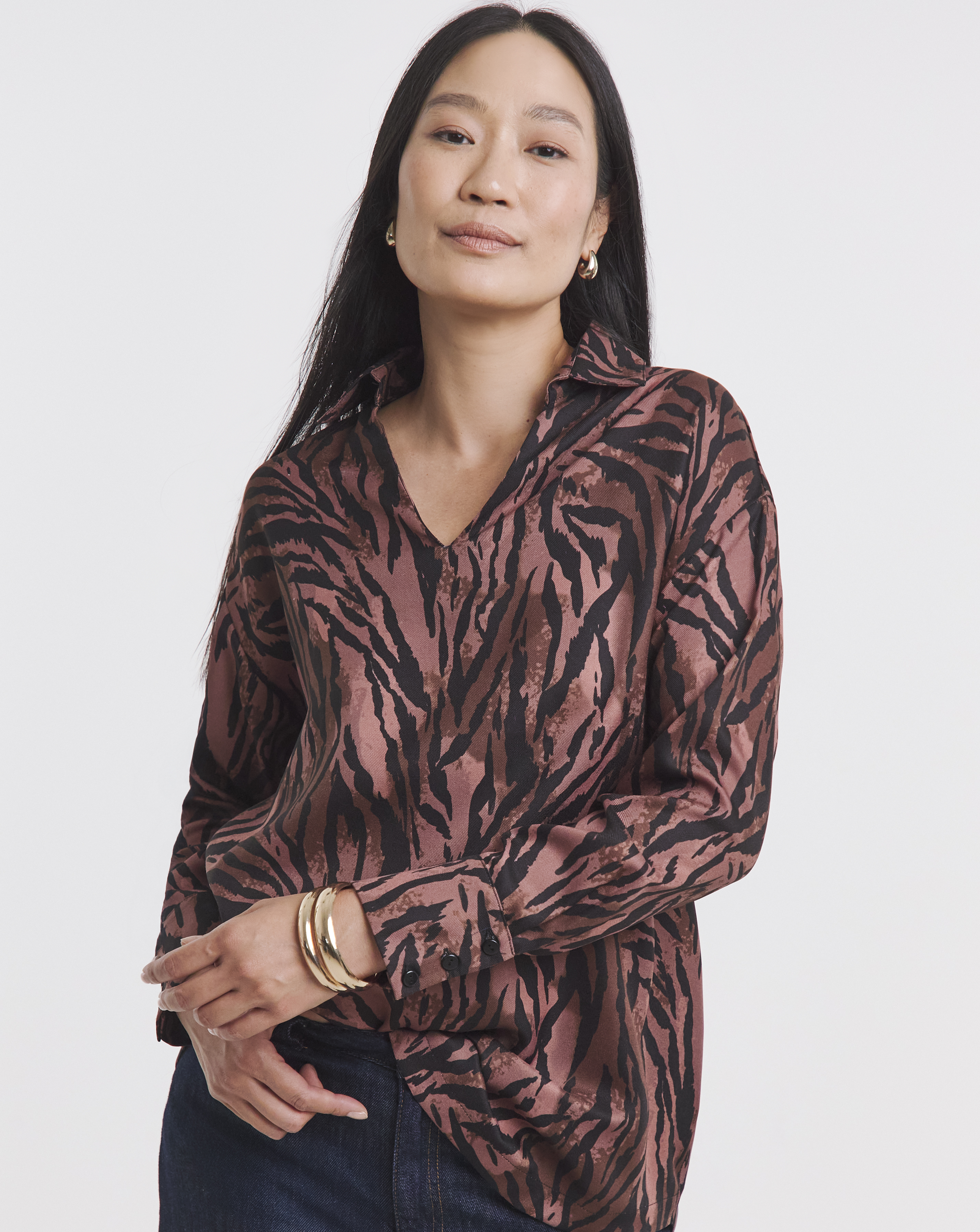 Collar Detail Popover Blouse