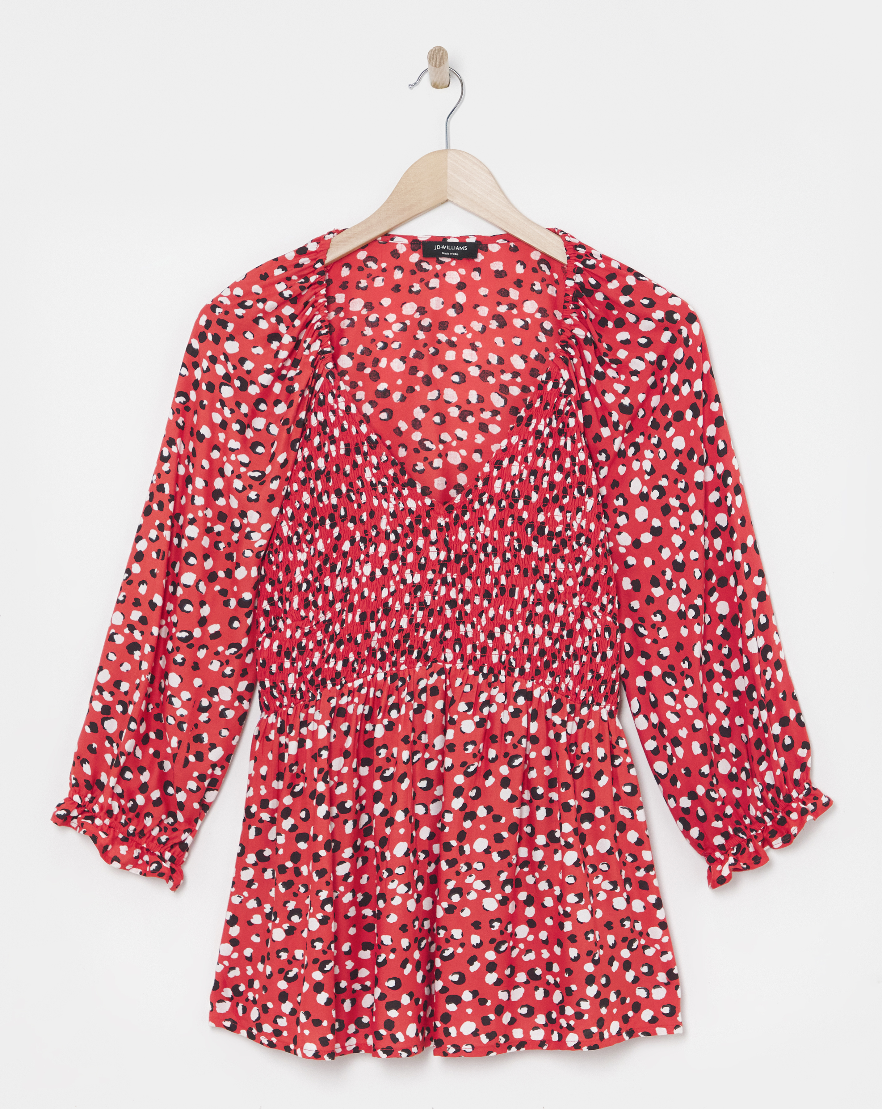 Shirred Bodice V Neck Top