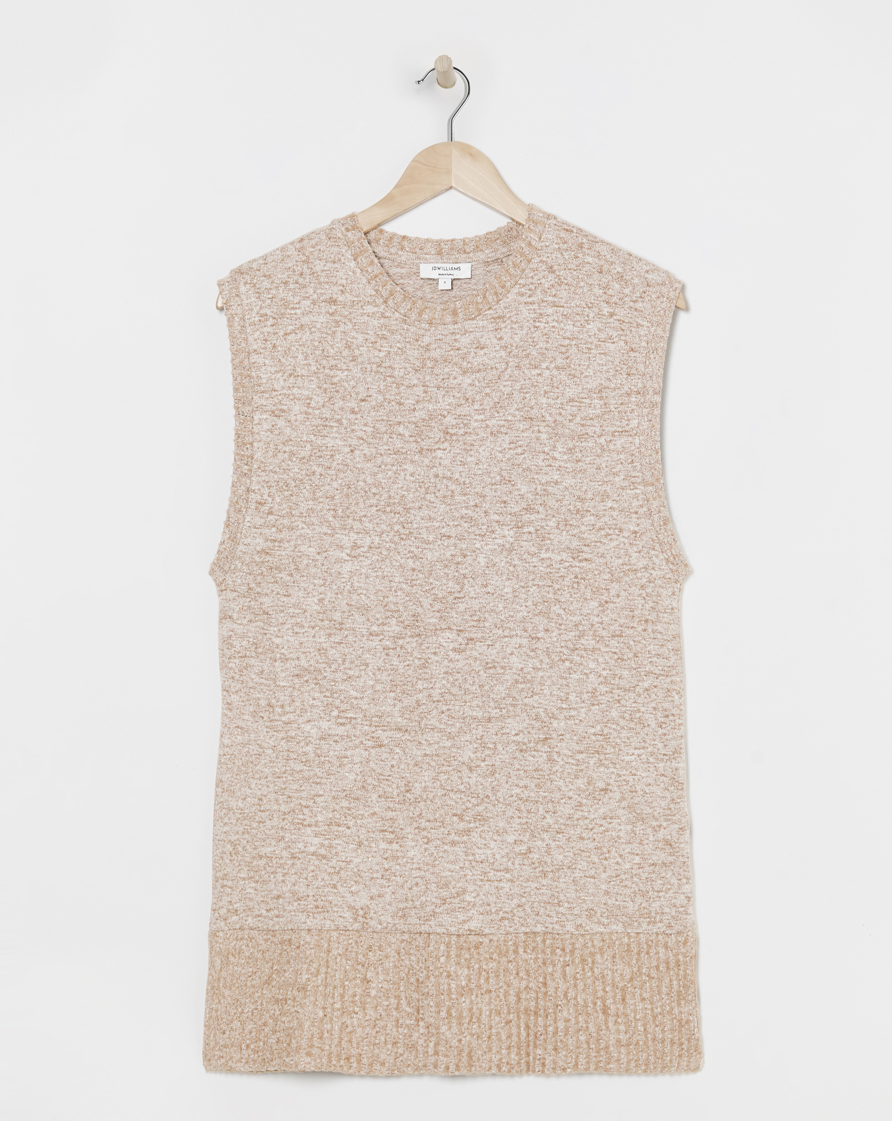 Sleeveless Crew Neck Cosy Longline Vest