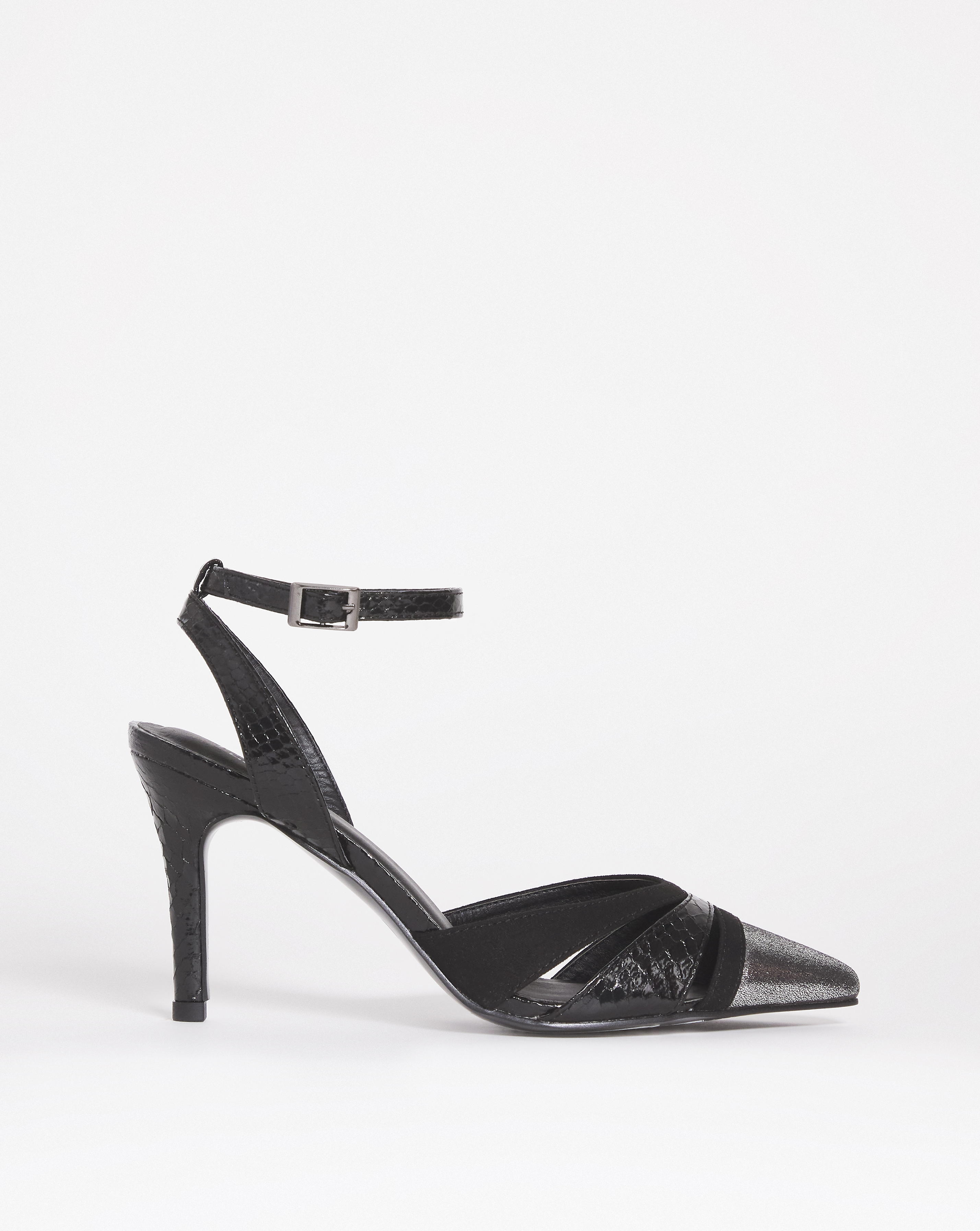 Joanna Hope Metallic Court Heel E Fit - Black - Size 6 - Womens