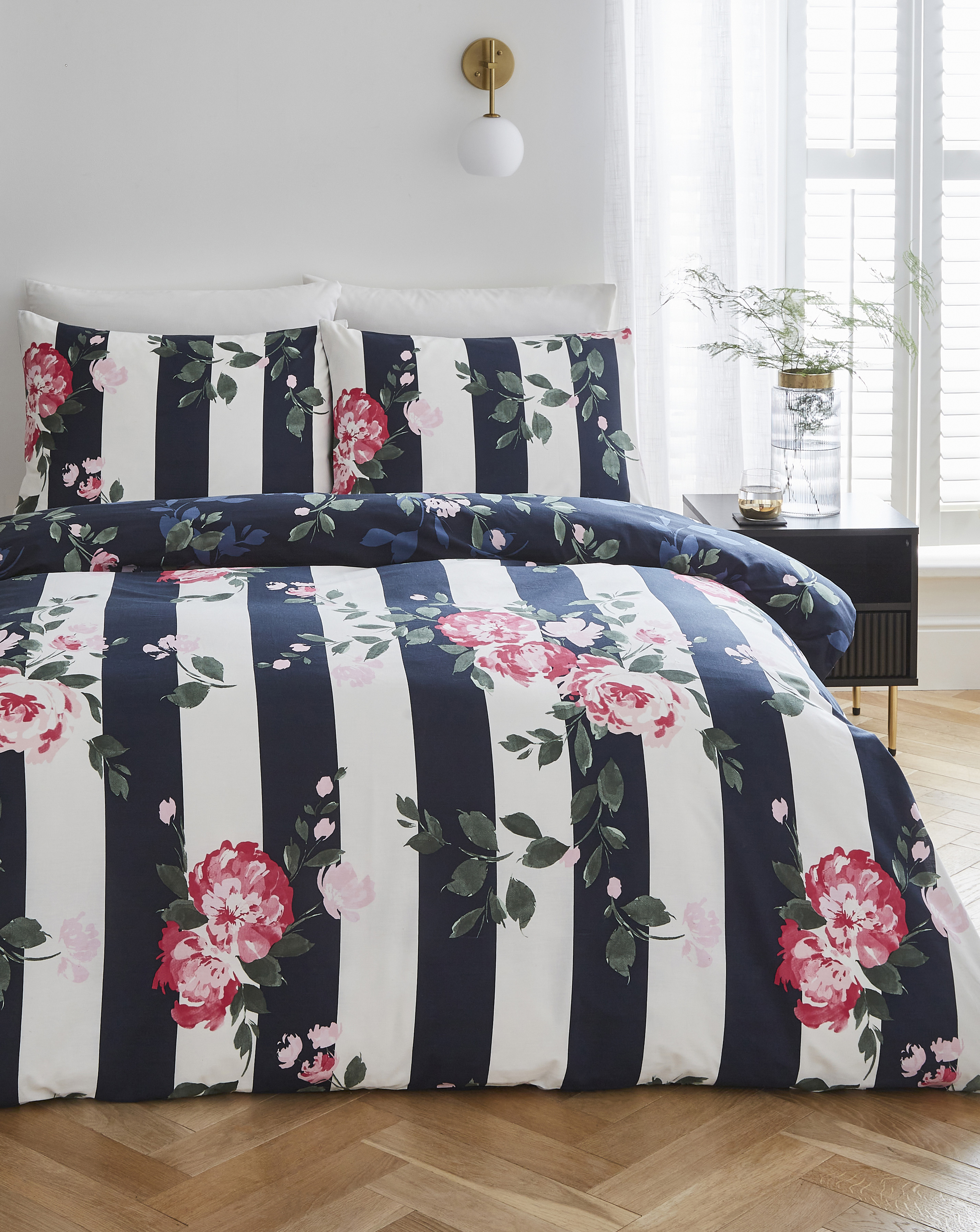 Joanna Hope Floral Stripe Duvet Set