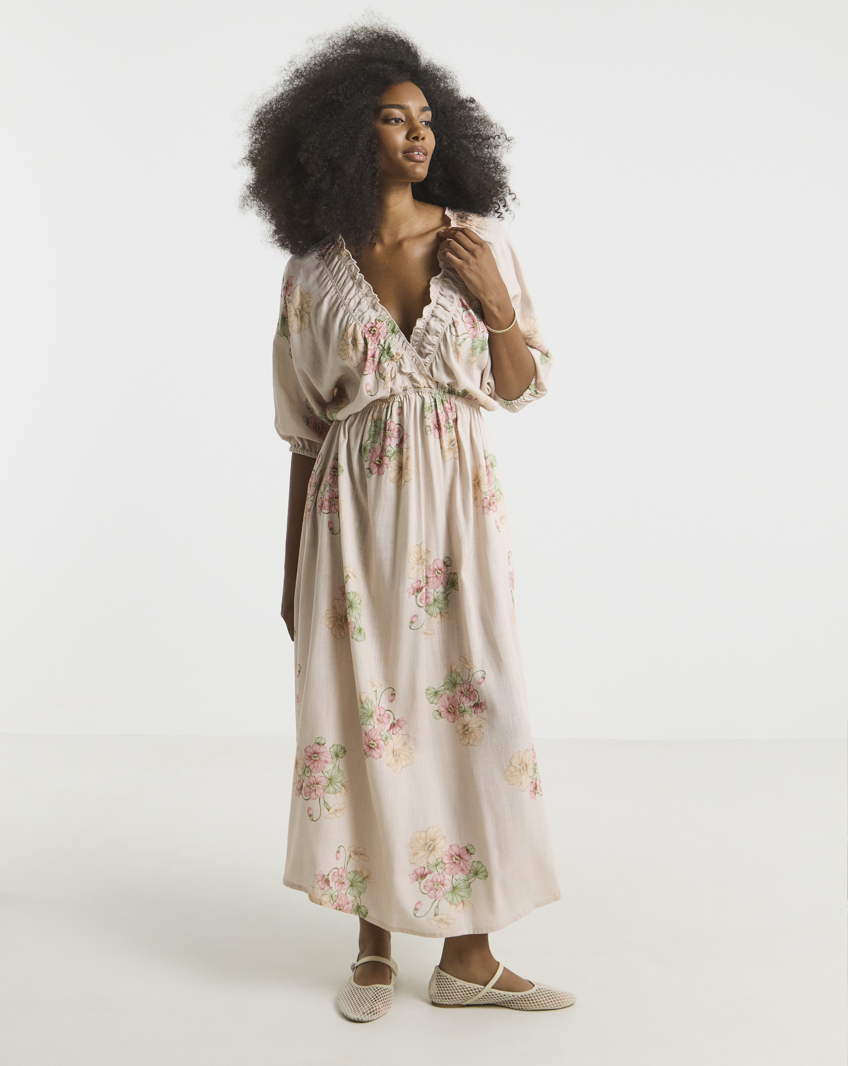 Simply Be Printed Linen Blend Midi Dress