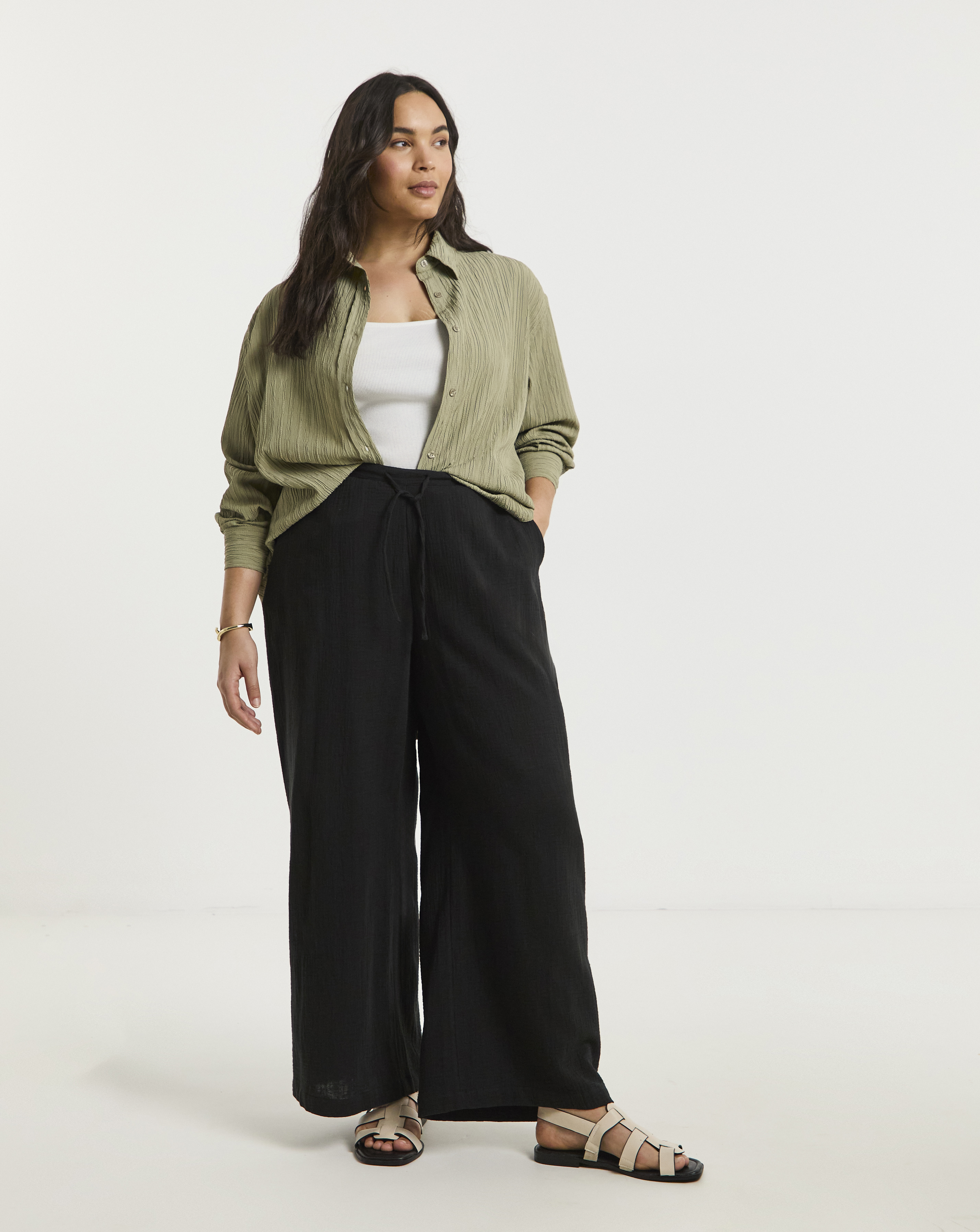 Simply Be Cheesecloth Wide Leg Trouser