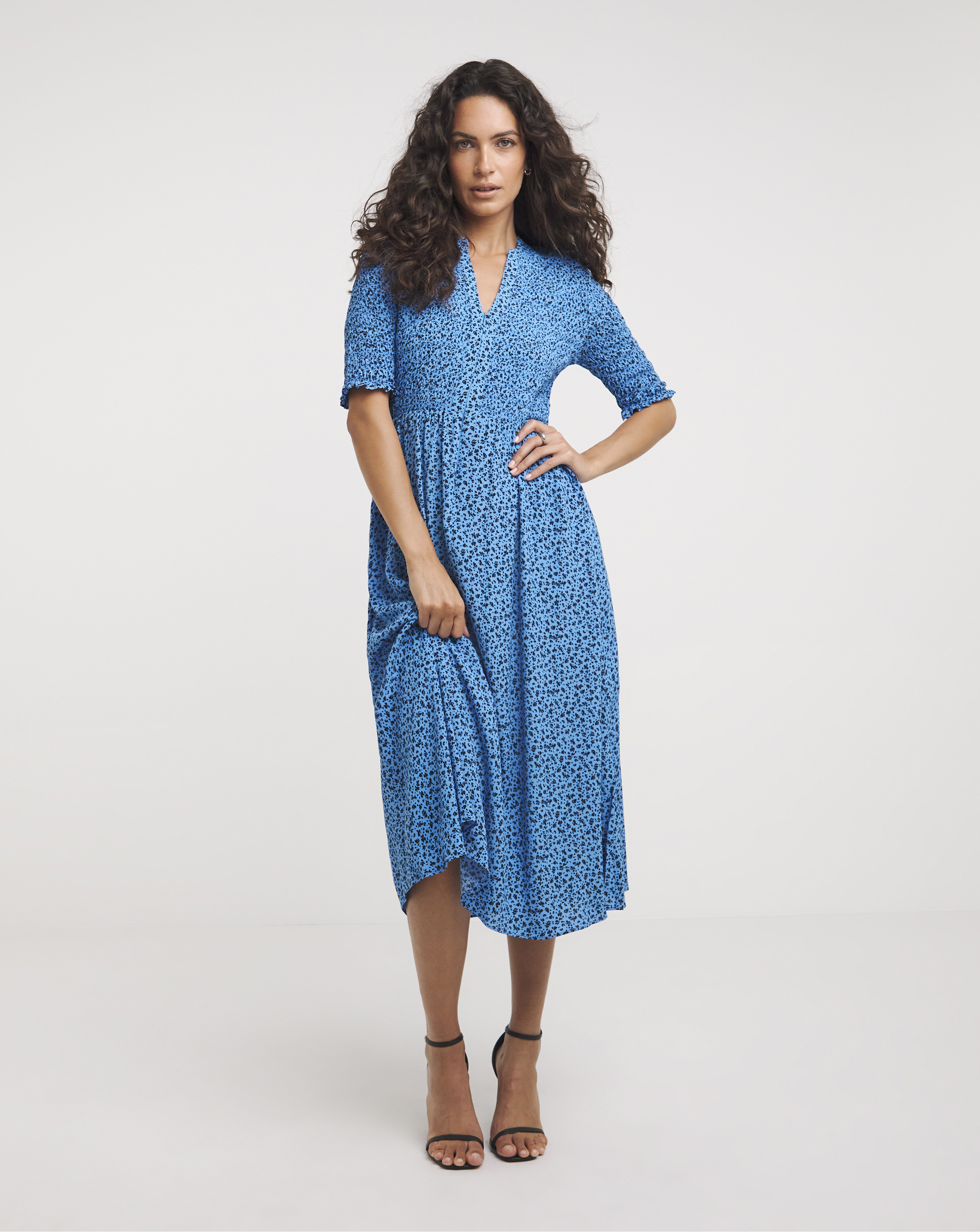 Whistles Shirred Bodice Midi Dress