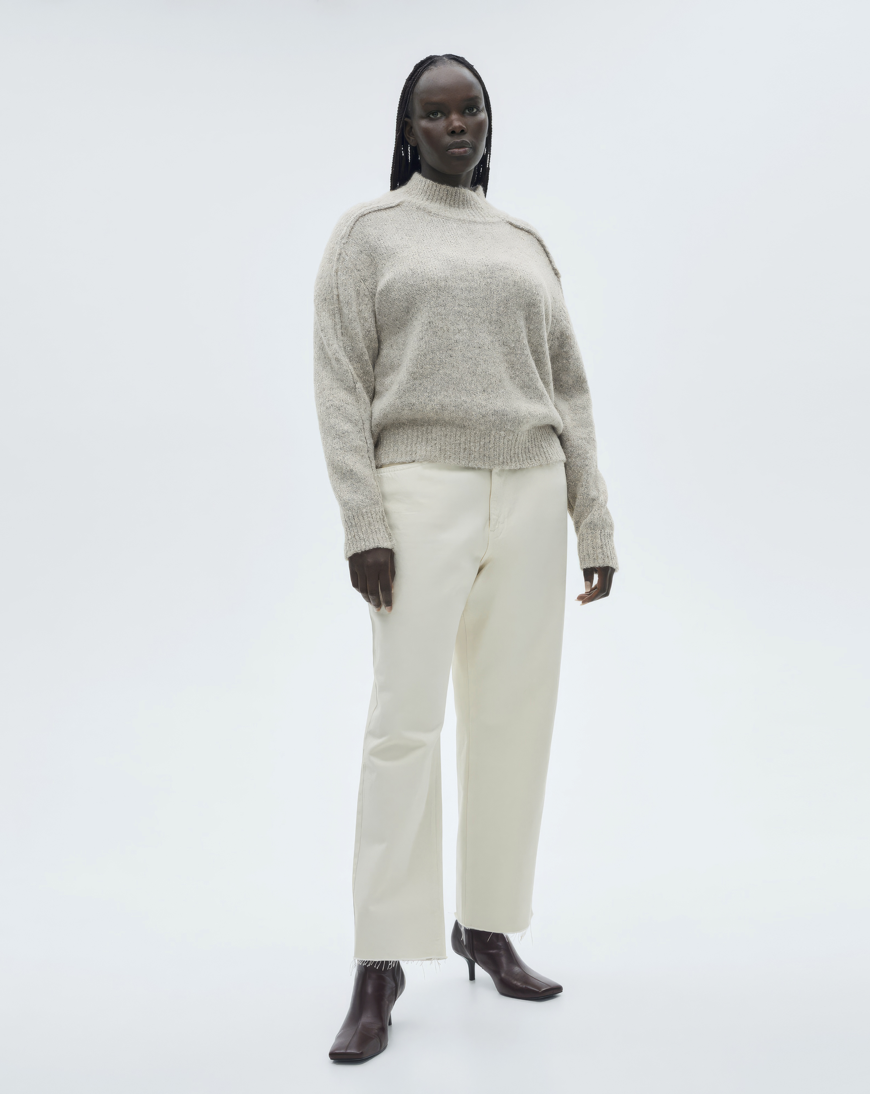 Mango Creme High Neck Sweater