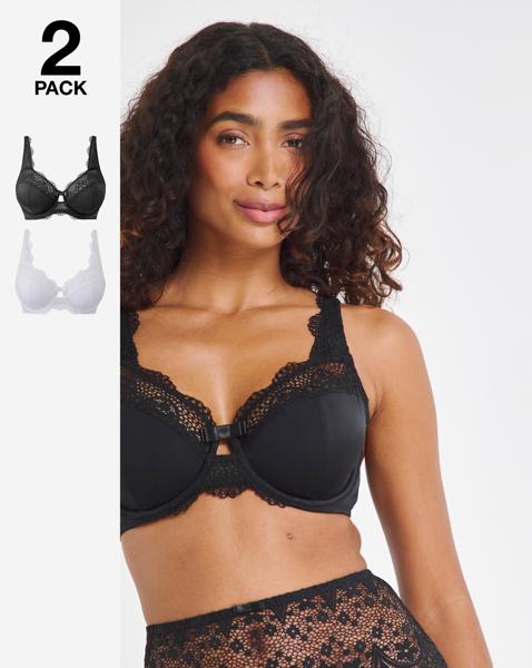 2 Pack Lottie Lace Bras Black/White
