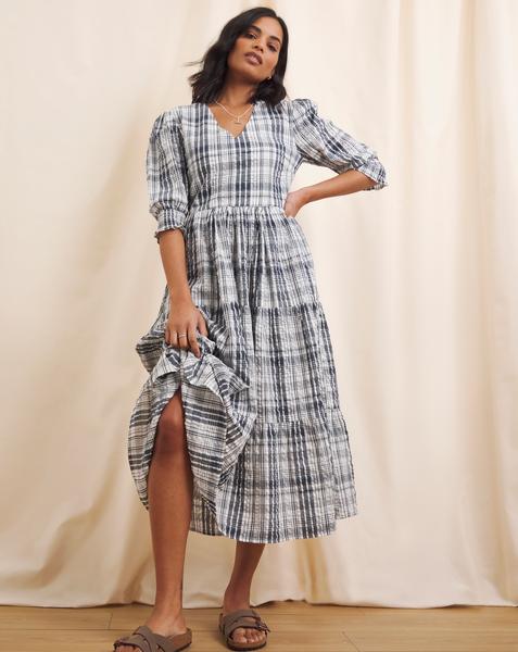 Anise Check SeerSucker Erica Midi Dress
