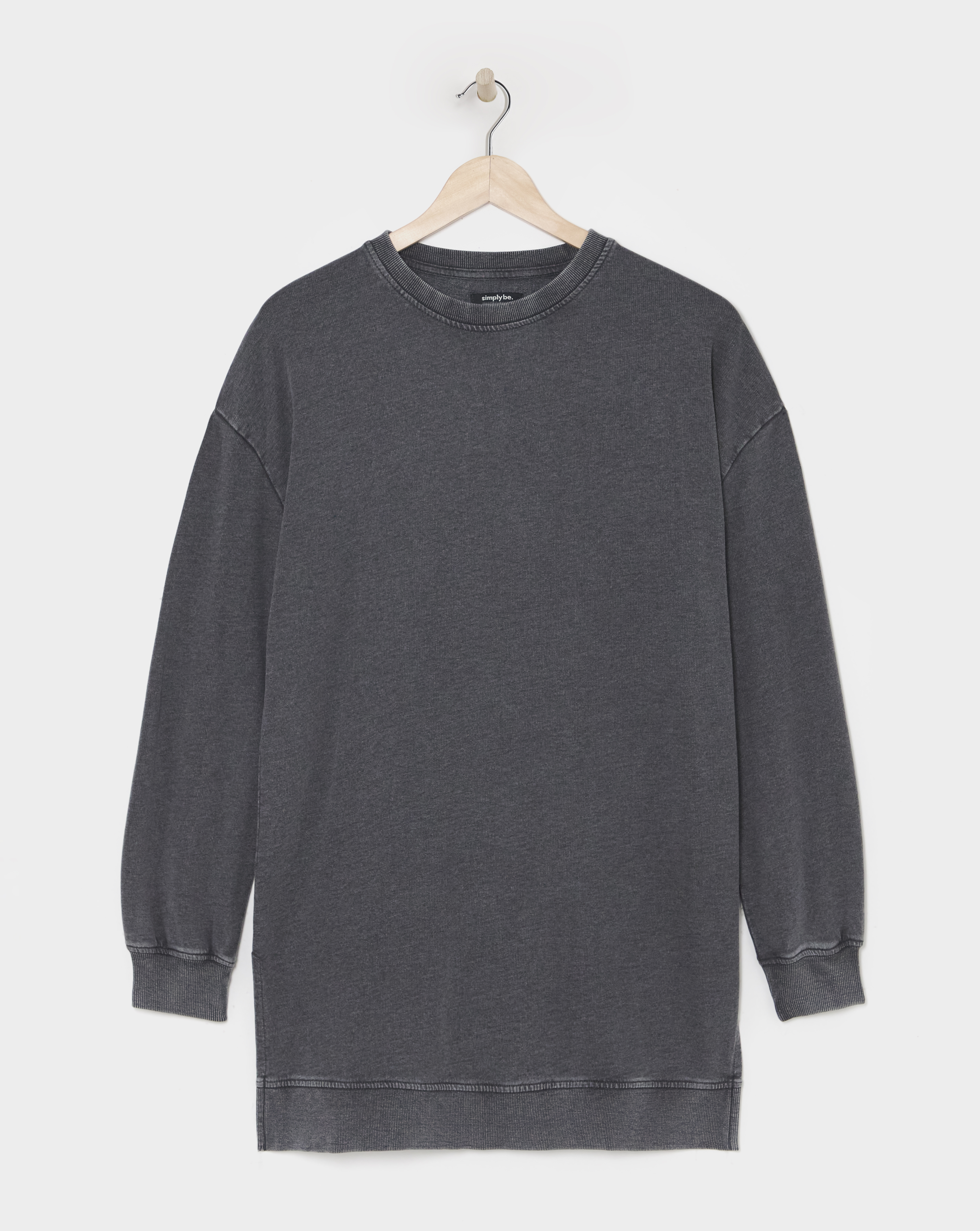 Acid Wash Side Split Sweatshirt Tunic