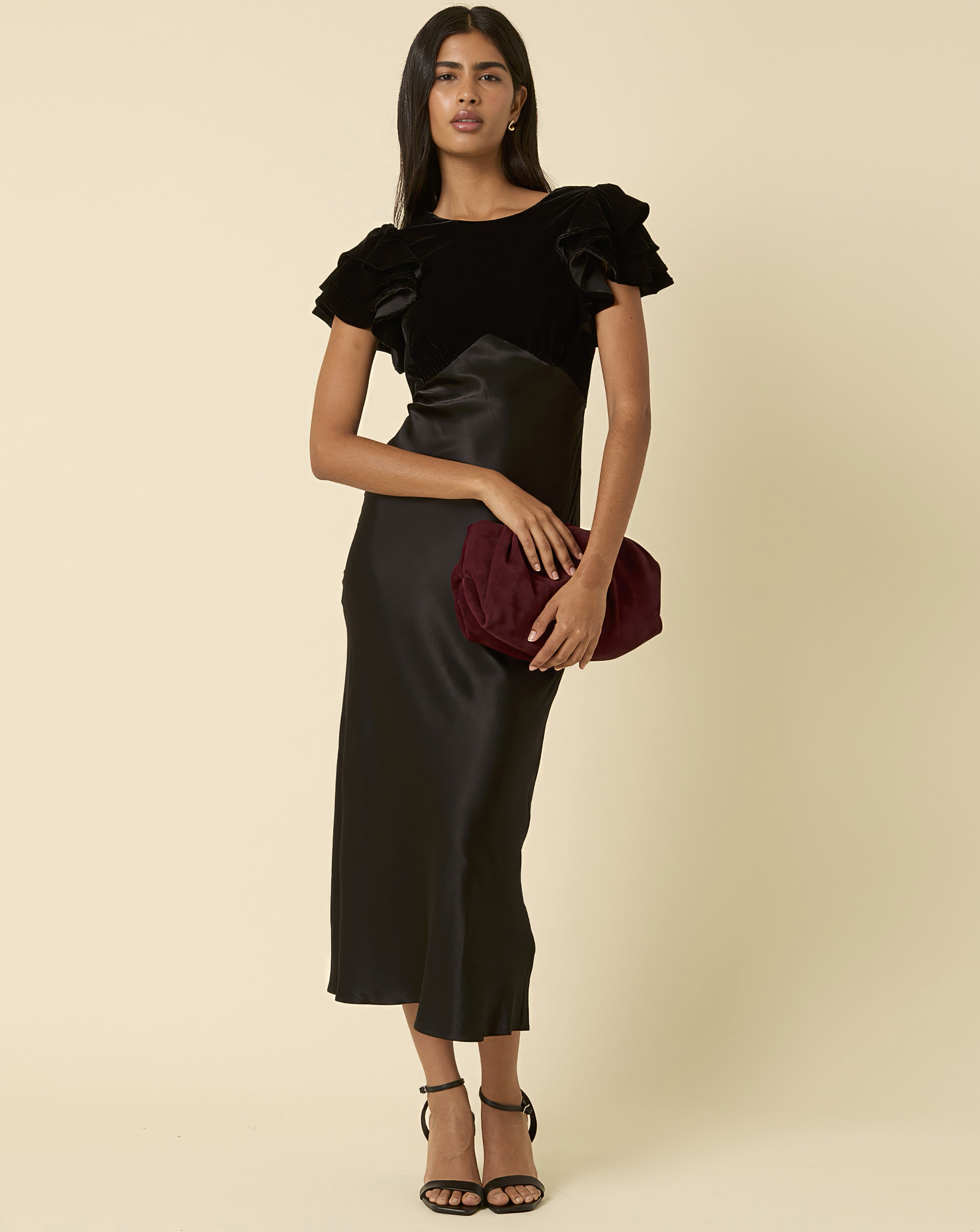 Nobody's Child Velvet Mix Midi Dress