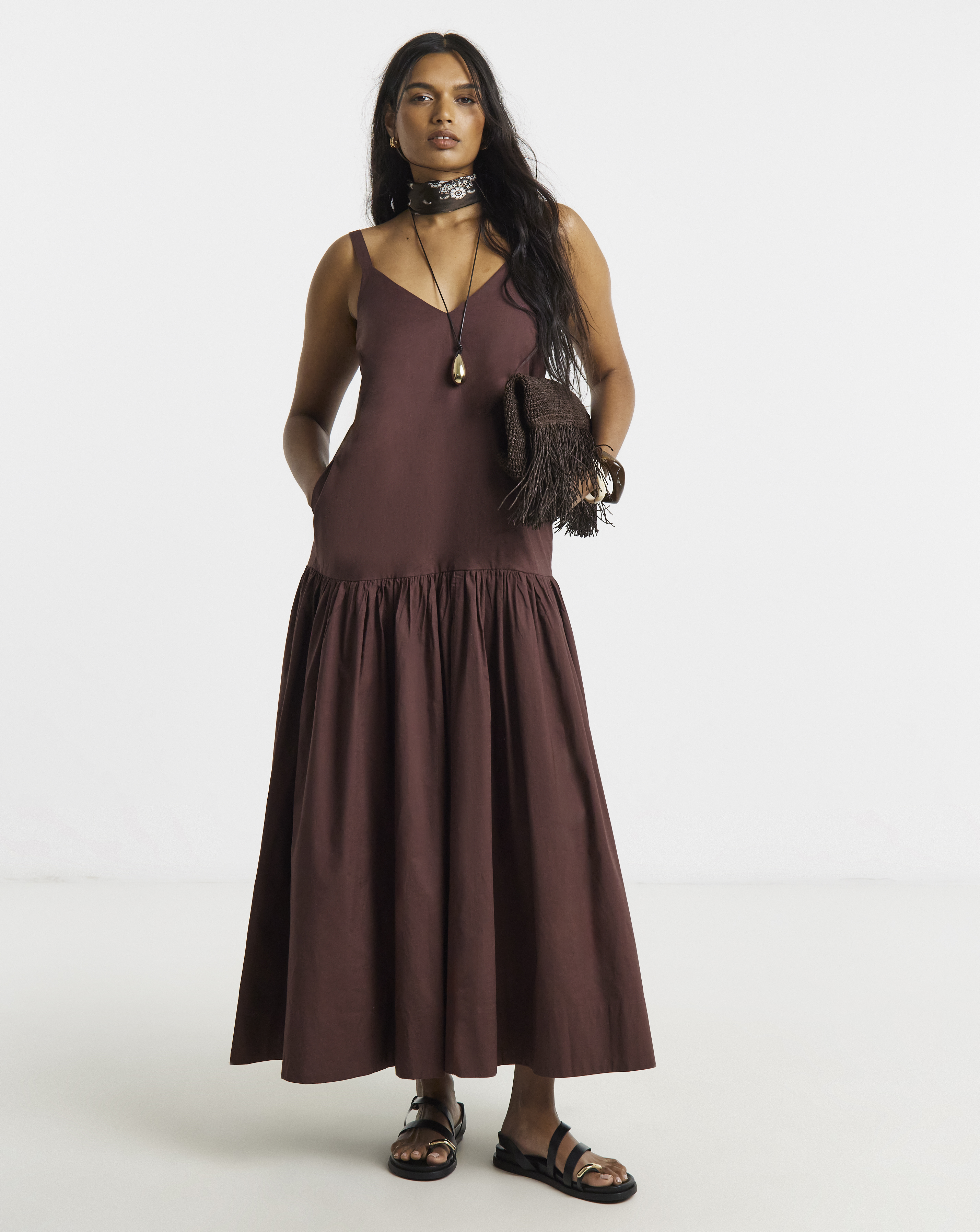 Chocolate Cotton Cami Dress