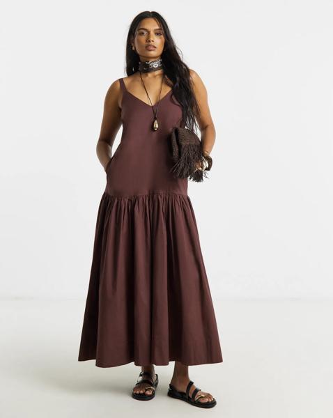 Chocolate Cotton Cami Dress