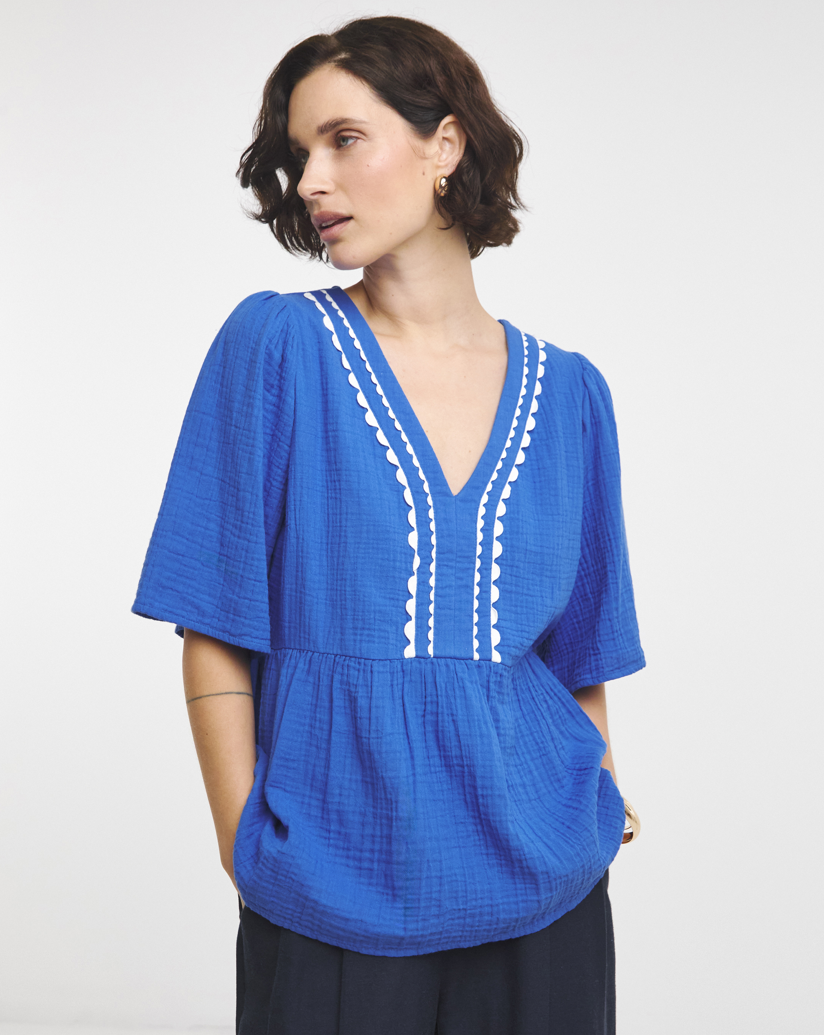 Trim Detail Smock Top