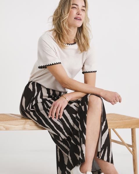 Mono Print Wrap Midi Skirt