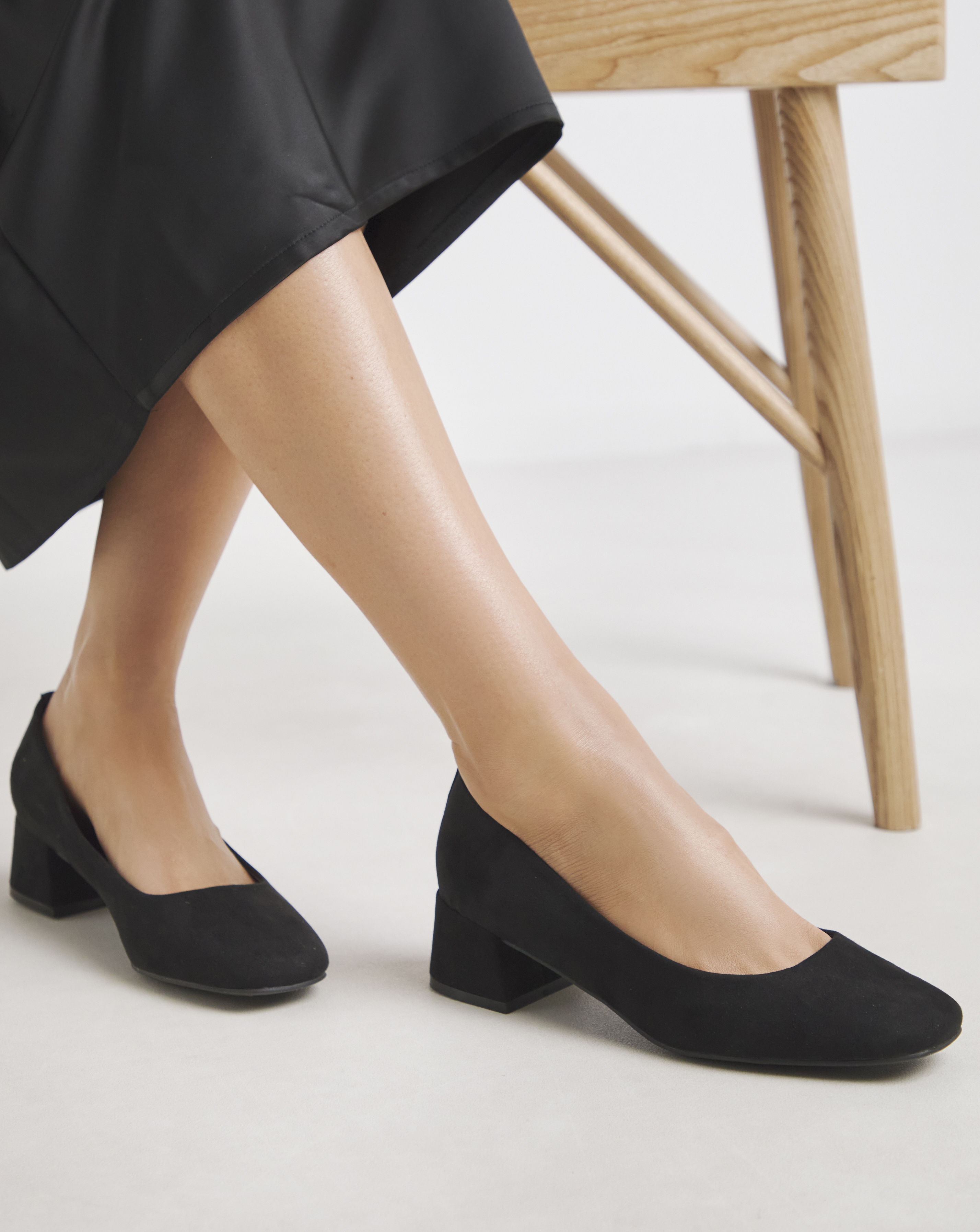 Low Block Heel Court Shoes Wide