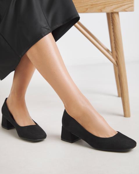 Low Block Heel Court Shoes Wide