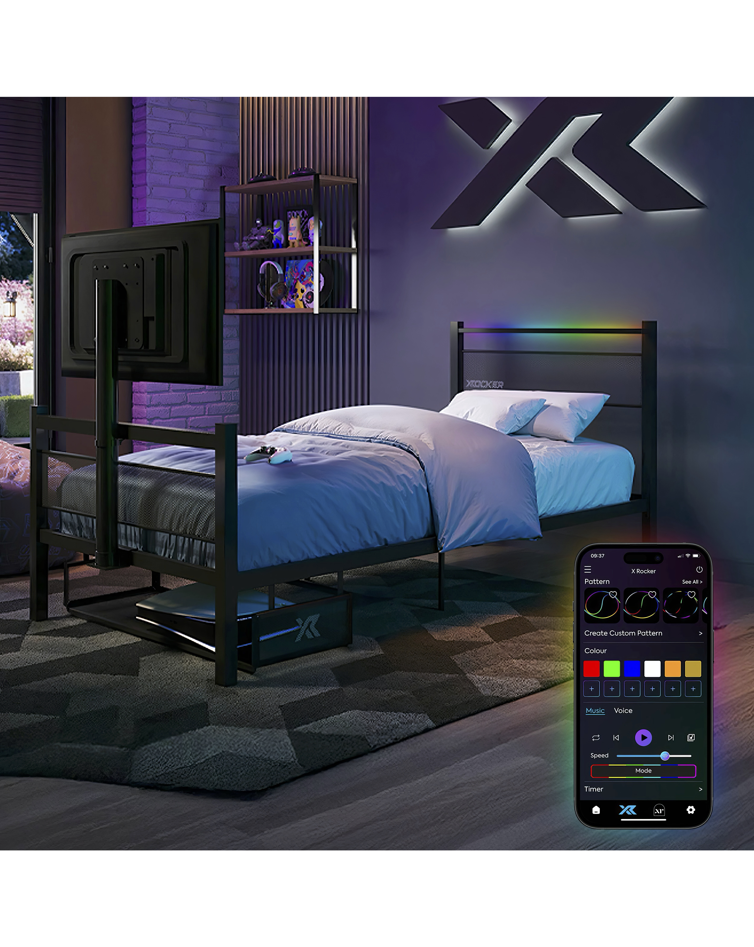 X Rocker Basecamp RGB Single Bed