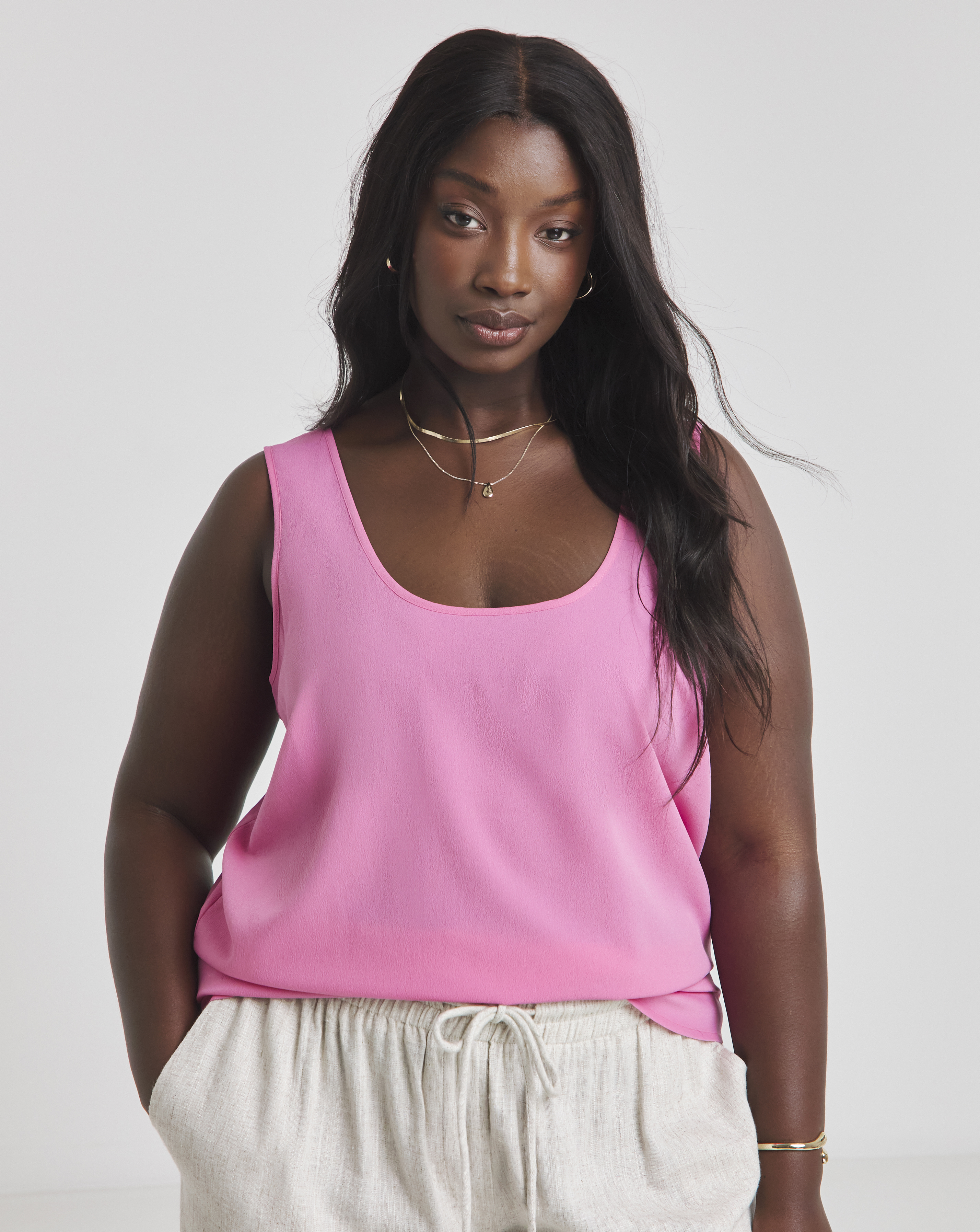 Pink - Women's - Lightweight Scoop Neck Vest Top - Size 10