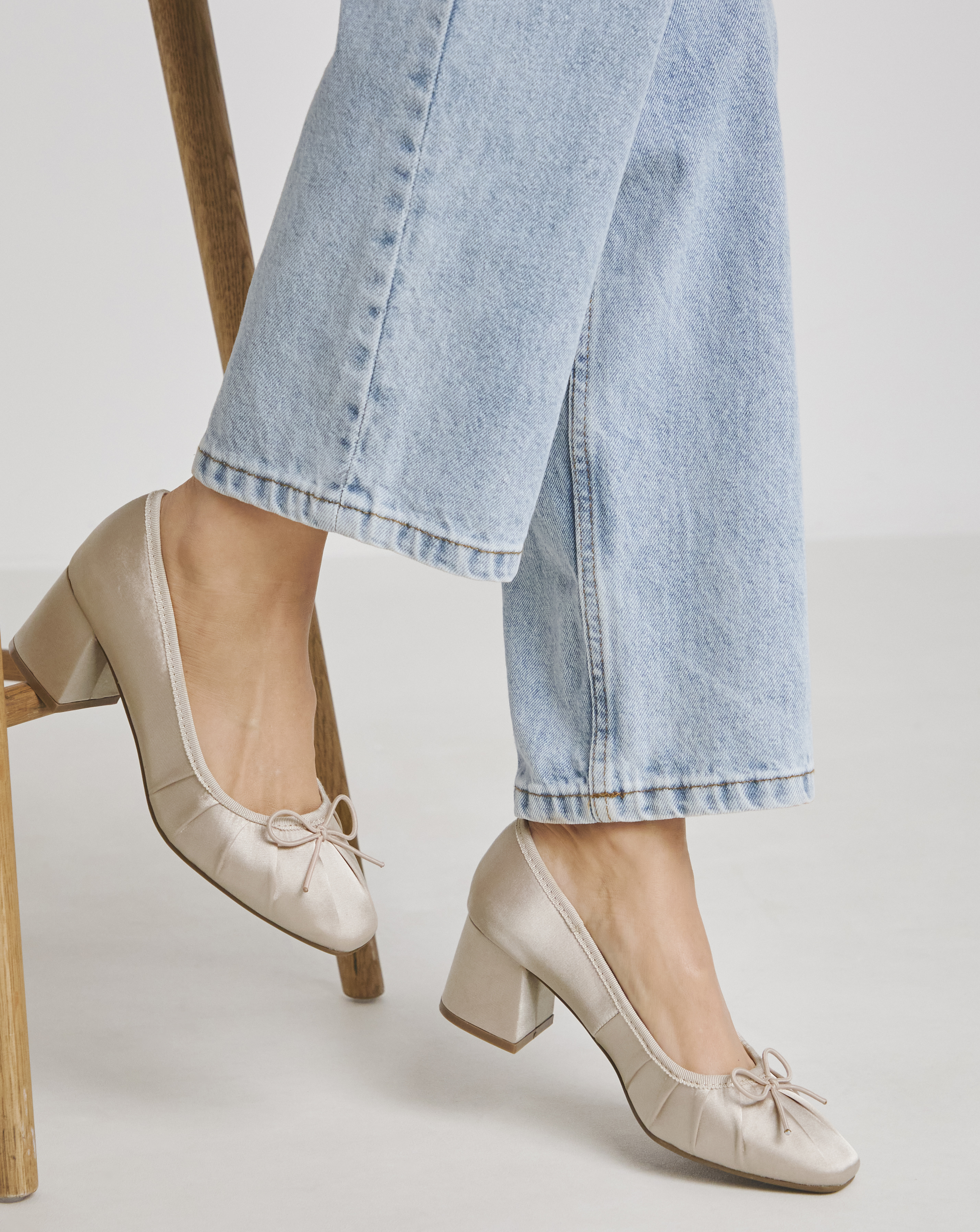 Block Heel Ballerina Shoes Ex Wide
