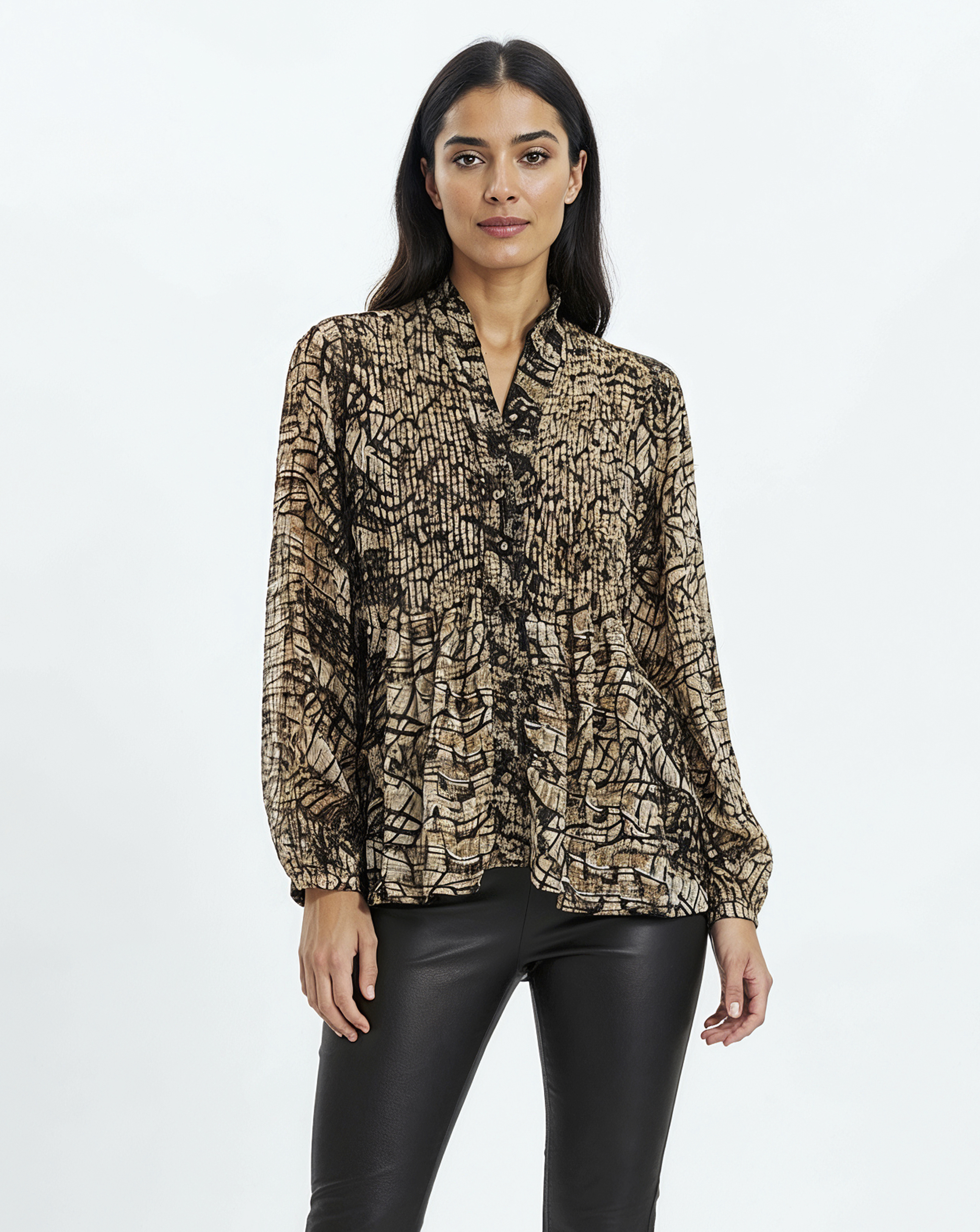 Religion Pleated Ruffle Shirt