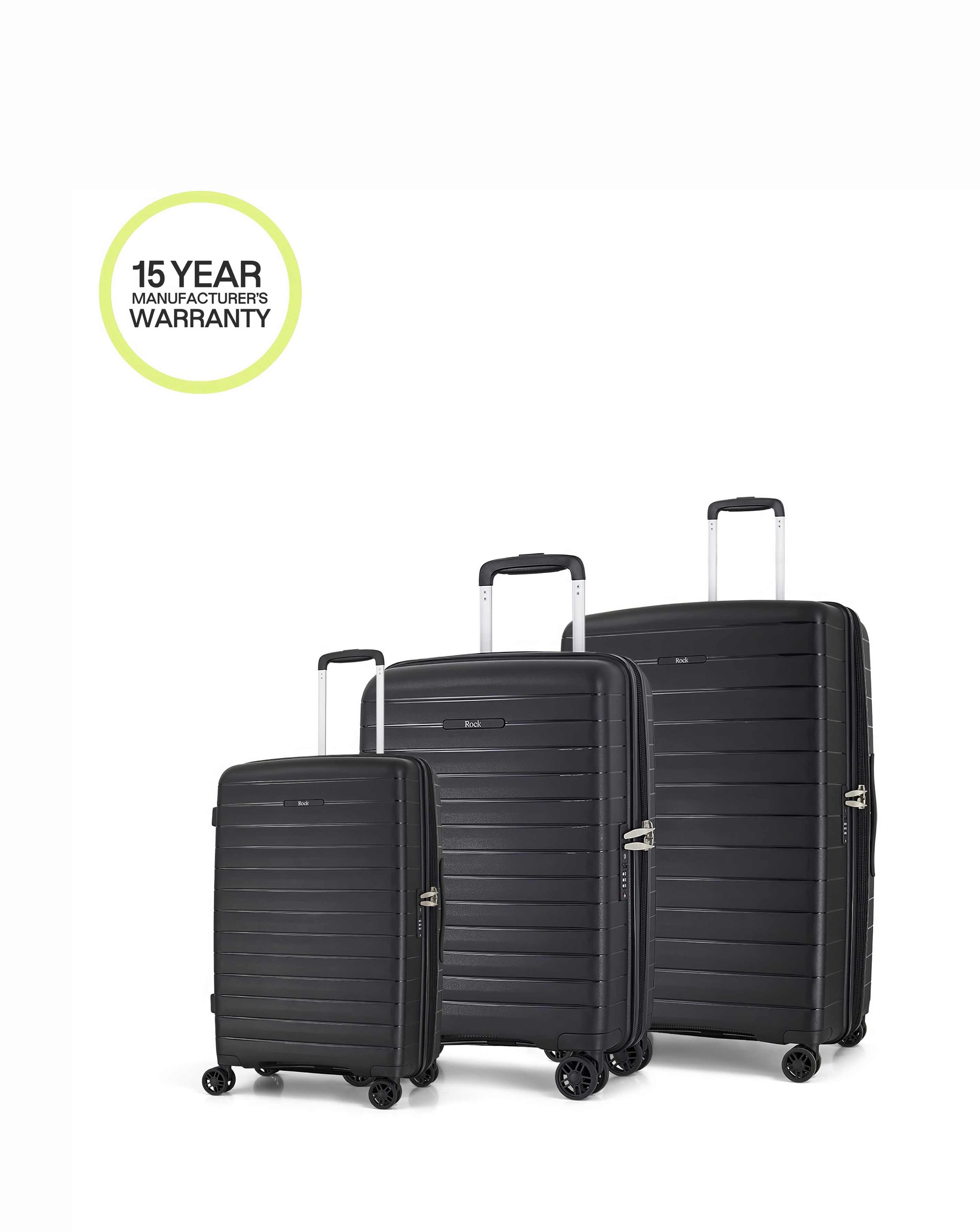 Rock Men's Black Palma 3Pc Suitcase Set Size 3