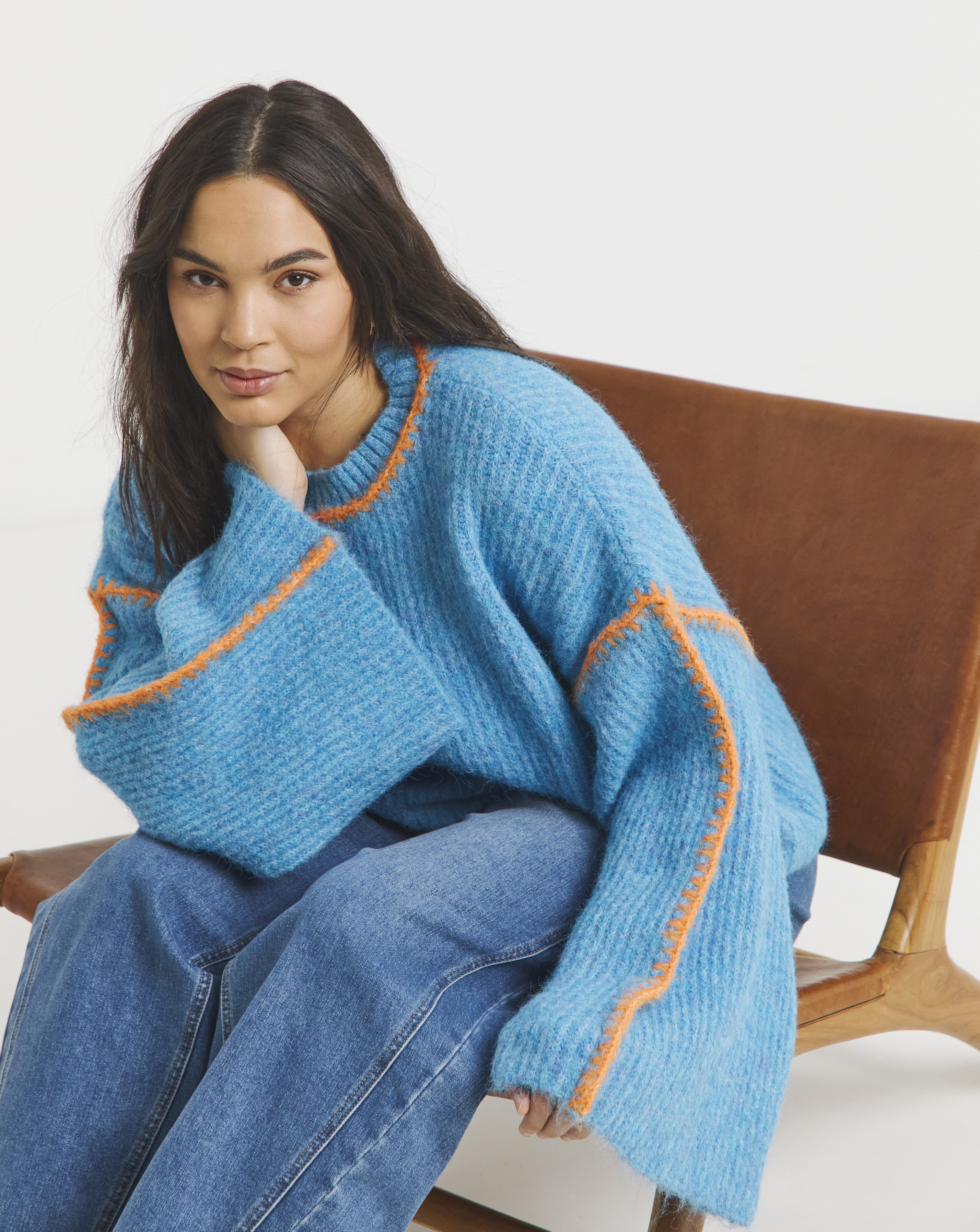 Native Youth Blue Mohair Like Bell Jumper - 5XL