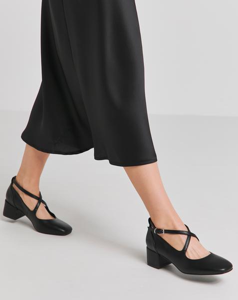 Heavenly Soles Adele Block Heel Cross Strap Mary Jane - Extra Wide Fit (EEE) - Image