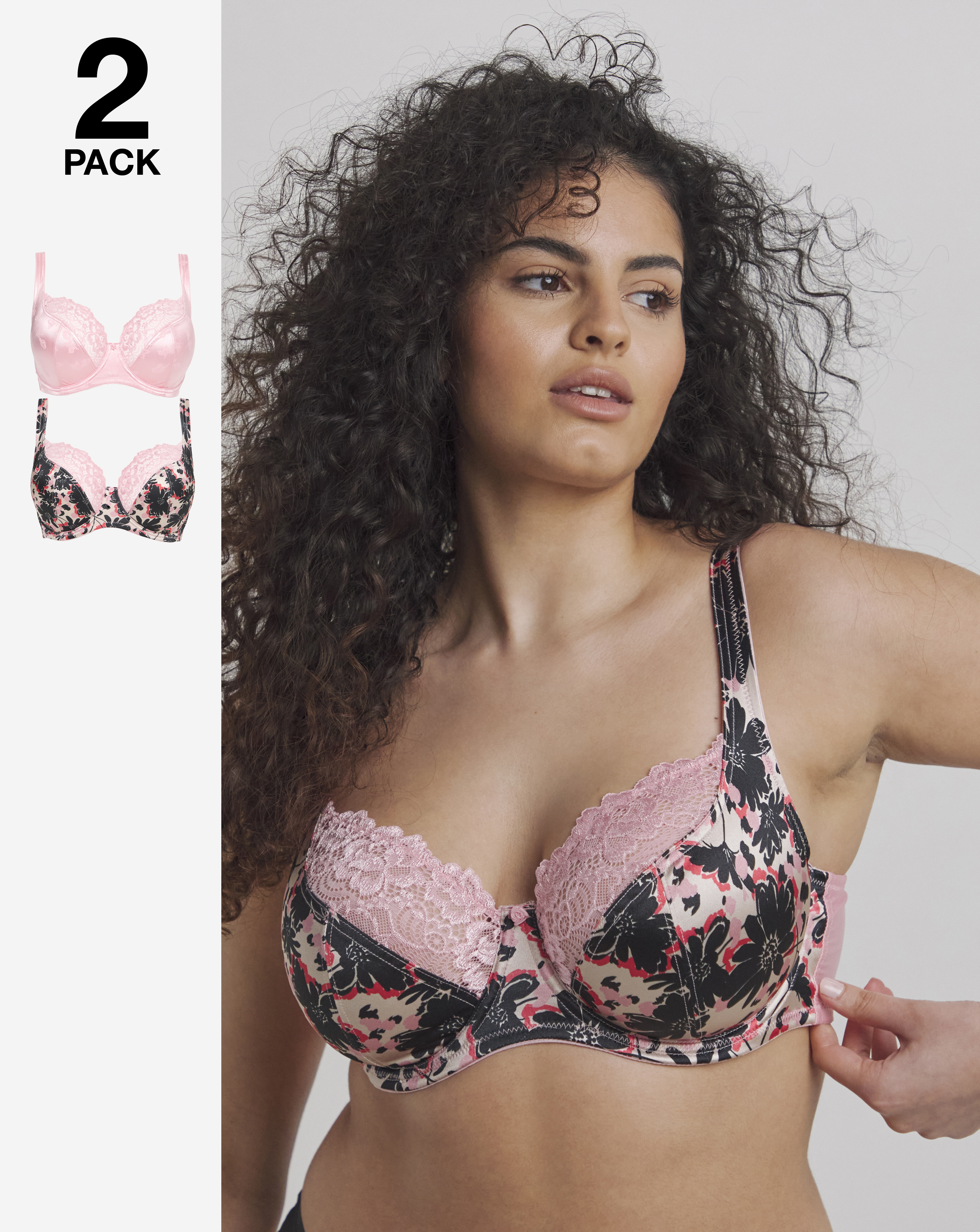 Pretty Secrets 2 Pack Laura Full Cup Wired Bras In Floral spot | UK Size 38B Women's