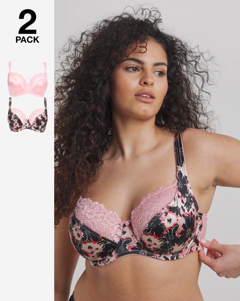 Pretty Secrets 2 Pack Laura Full Cup Wired Bras In Floral spot | UK Size 38B Women's