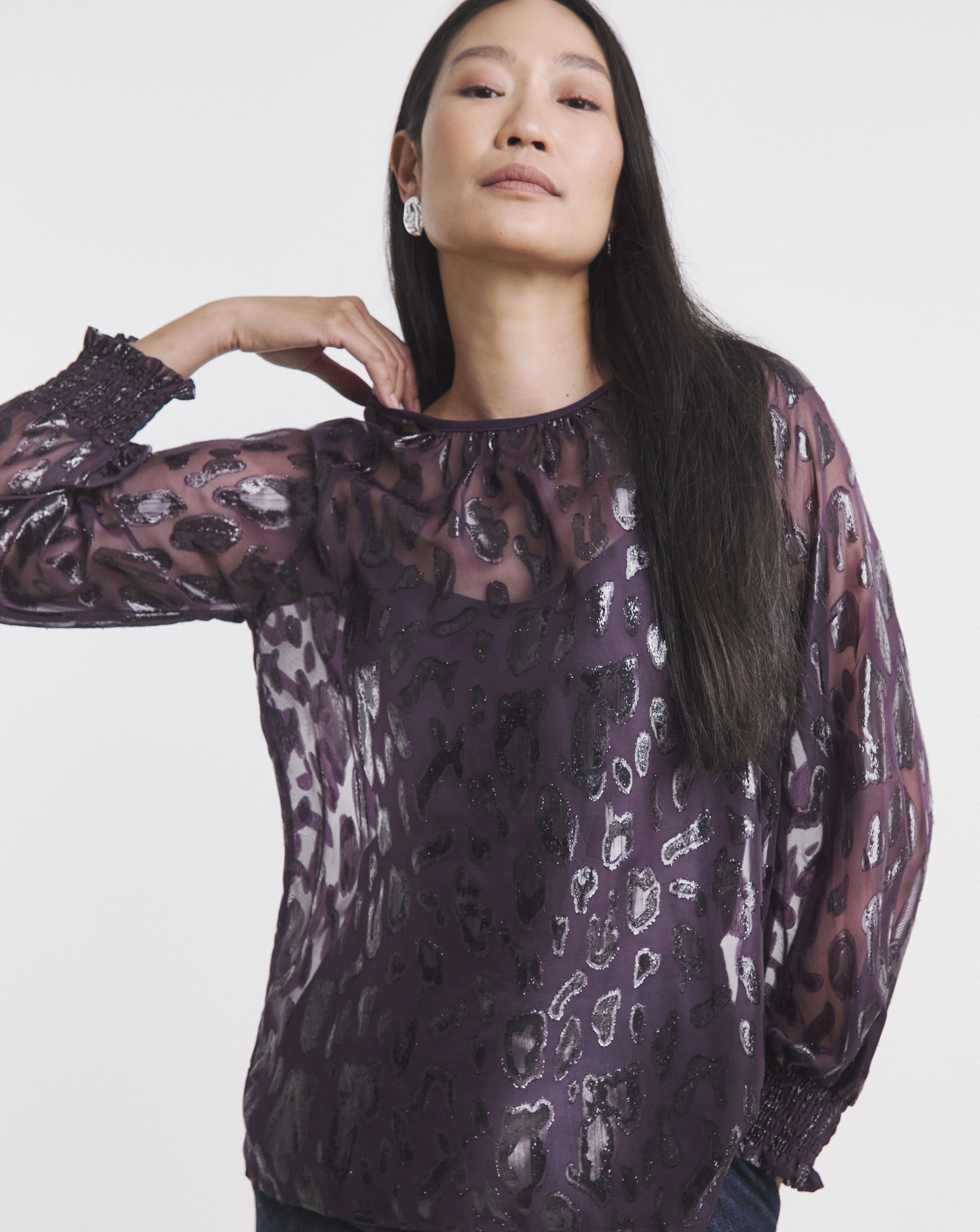 Lurex Jacquard Raglan Blouse