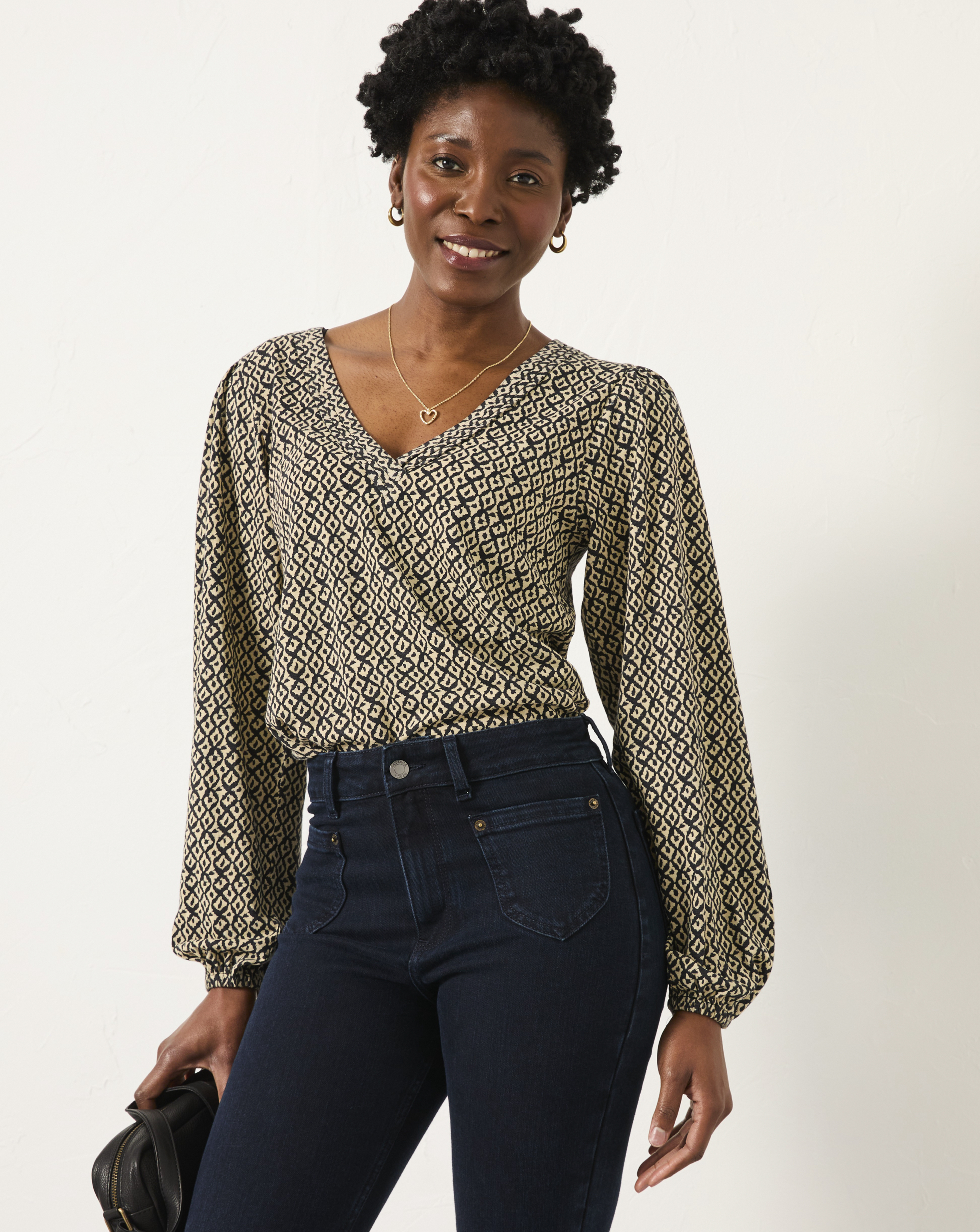 FatFace Margot Ikat Geo Print Top