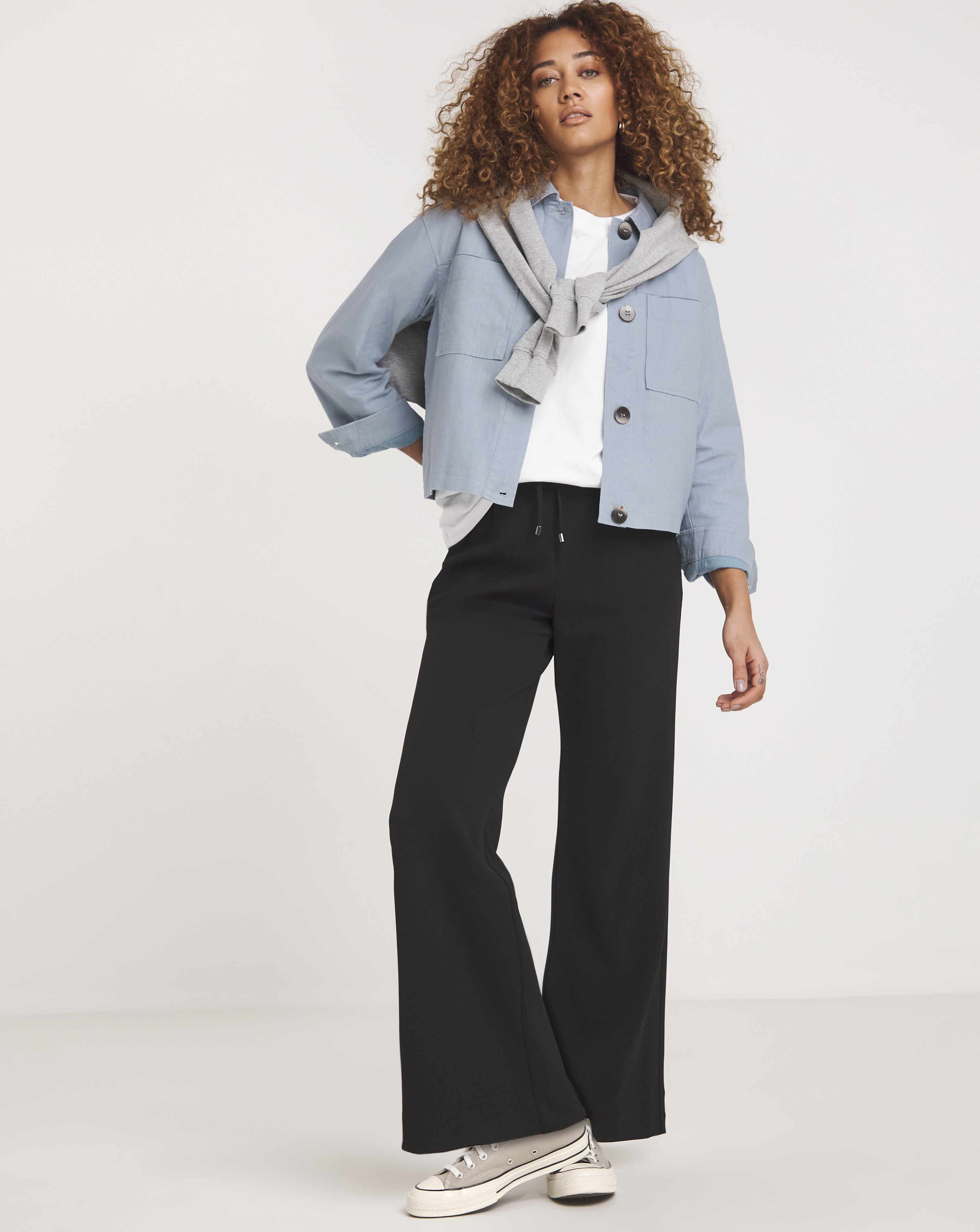Denim Blue Linen Utility Jacket