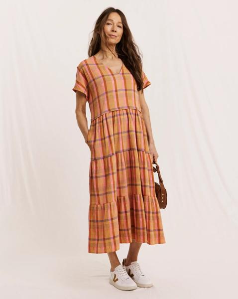 Julipa Petite Tiered Check Midi Dress