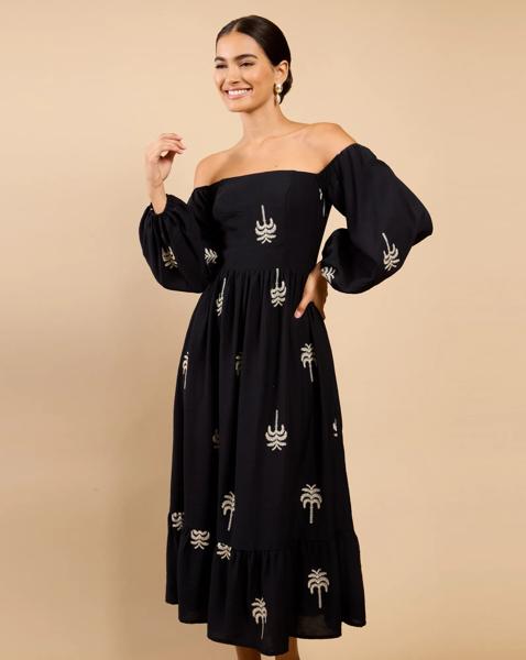 LM Black Embroidered Bardot