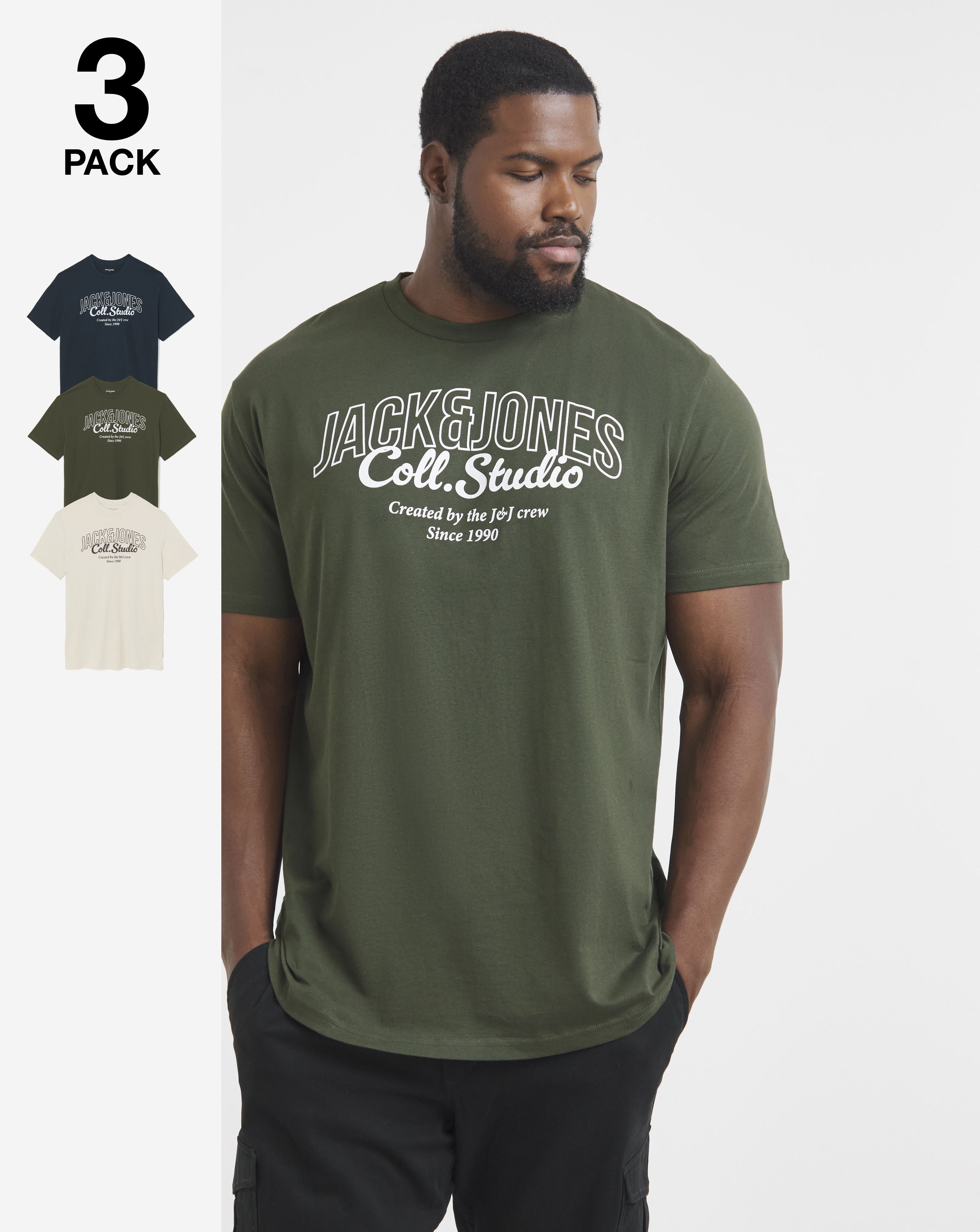 Jack & Jones Makoto Logo T-Shirt 3 Pack