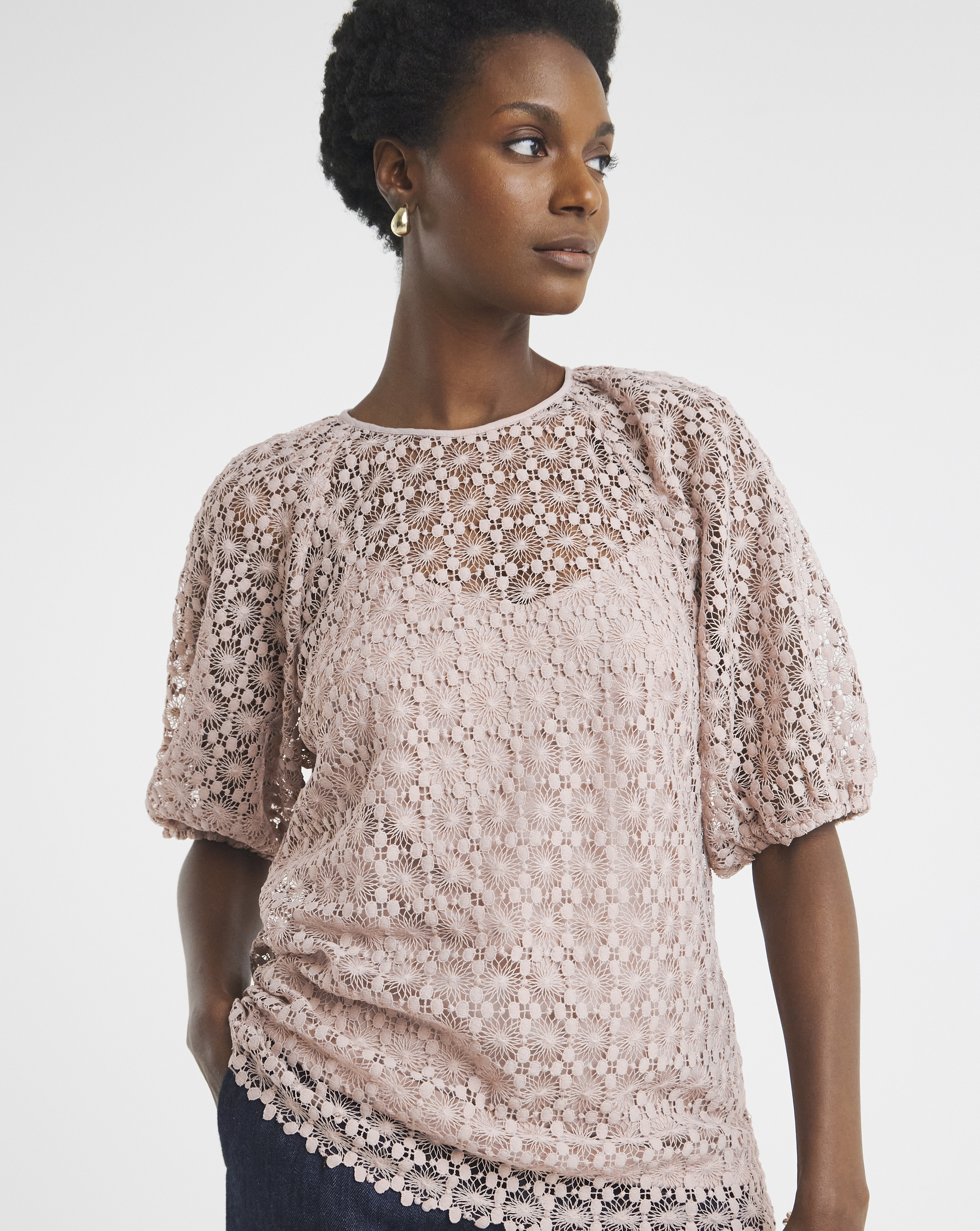 Puff Sleeve Lace Top