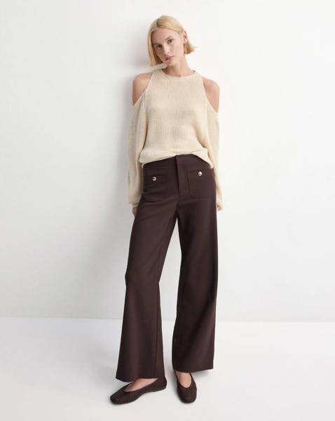 Mango Wide Leg Trouser Button Detail