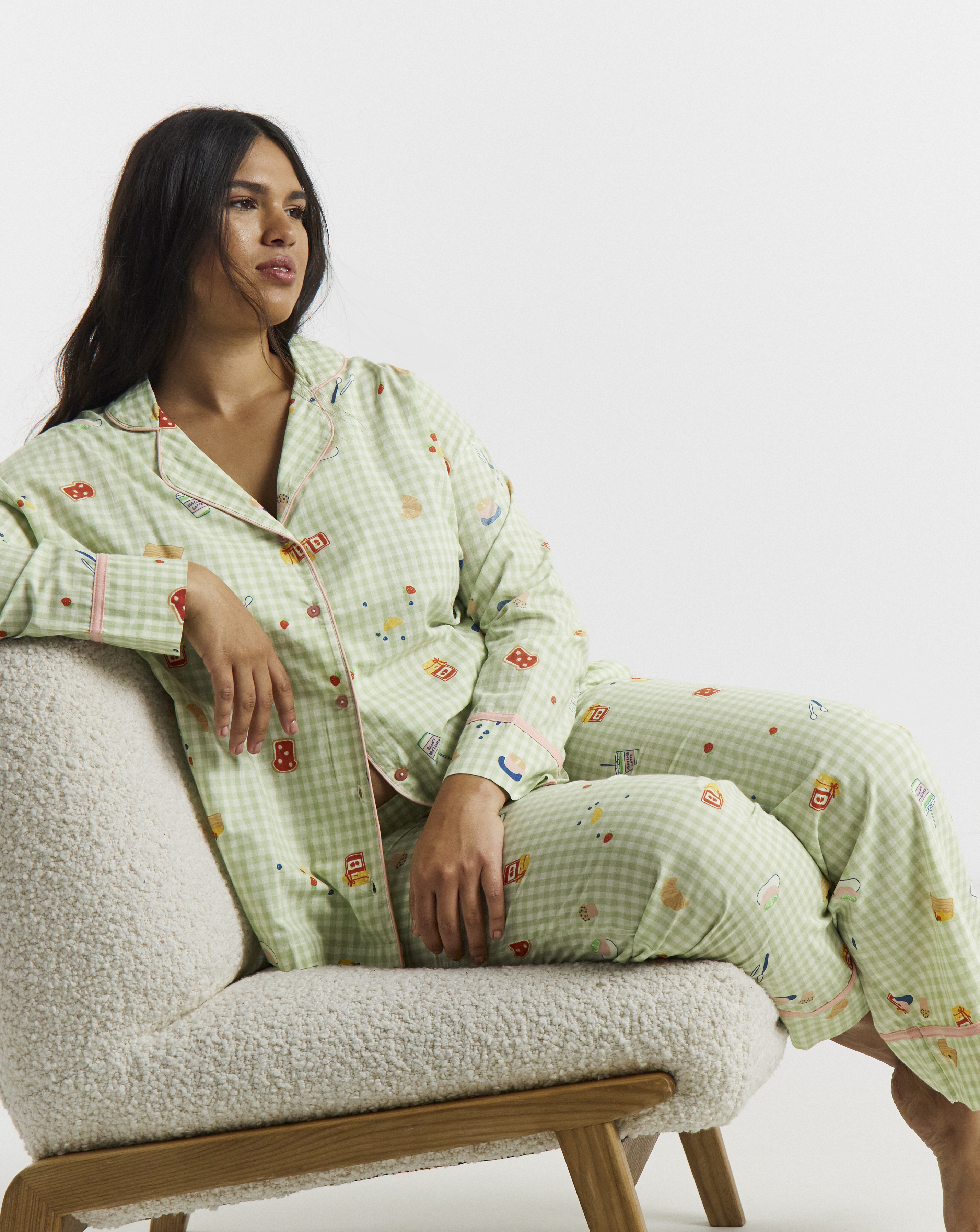 Gingham Breakfast Print Pyjama Set