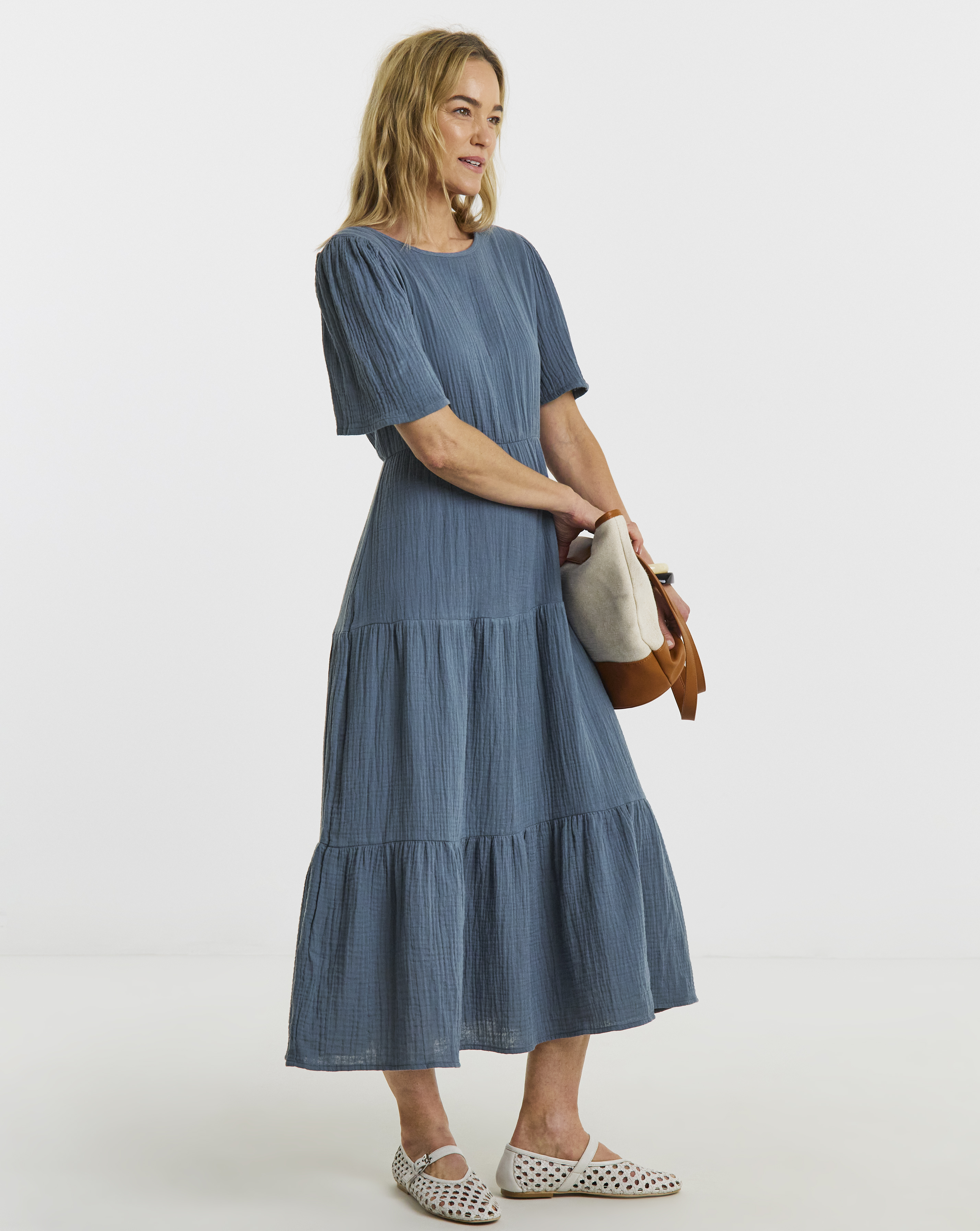 JDY Theis Life Half Sleeve Midi Dress Navy - JDY - SizeM