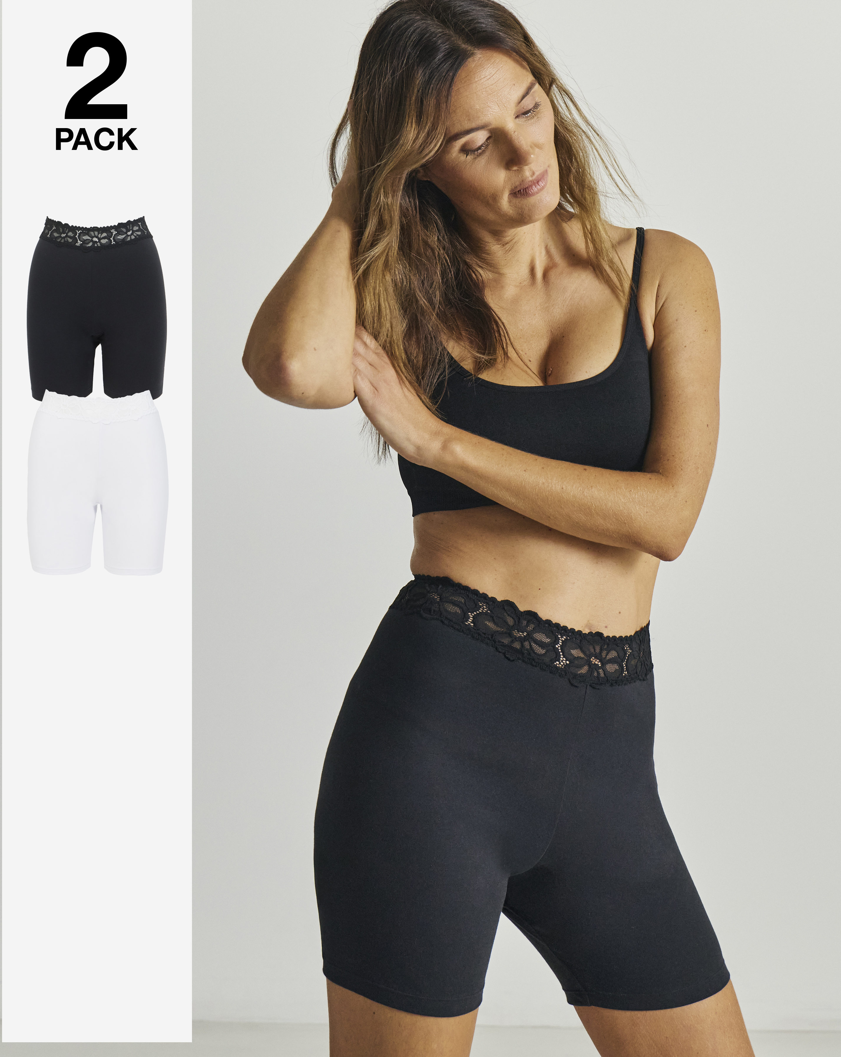 2 Pack Lace Trim Shorts
