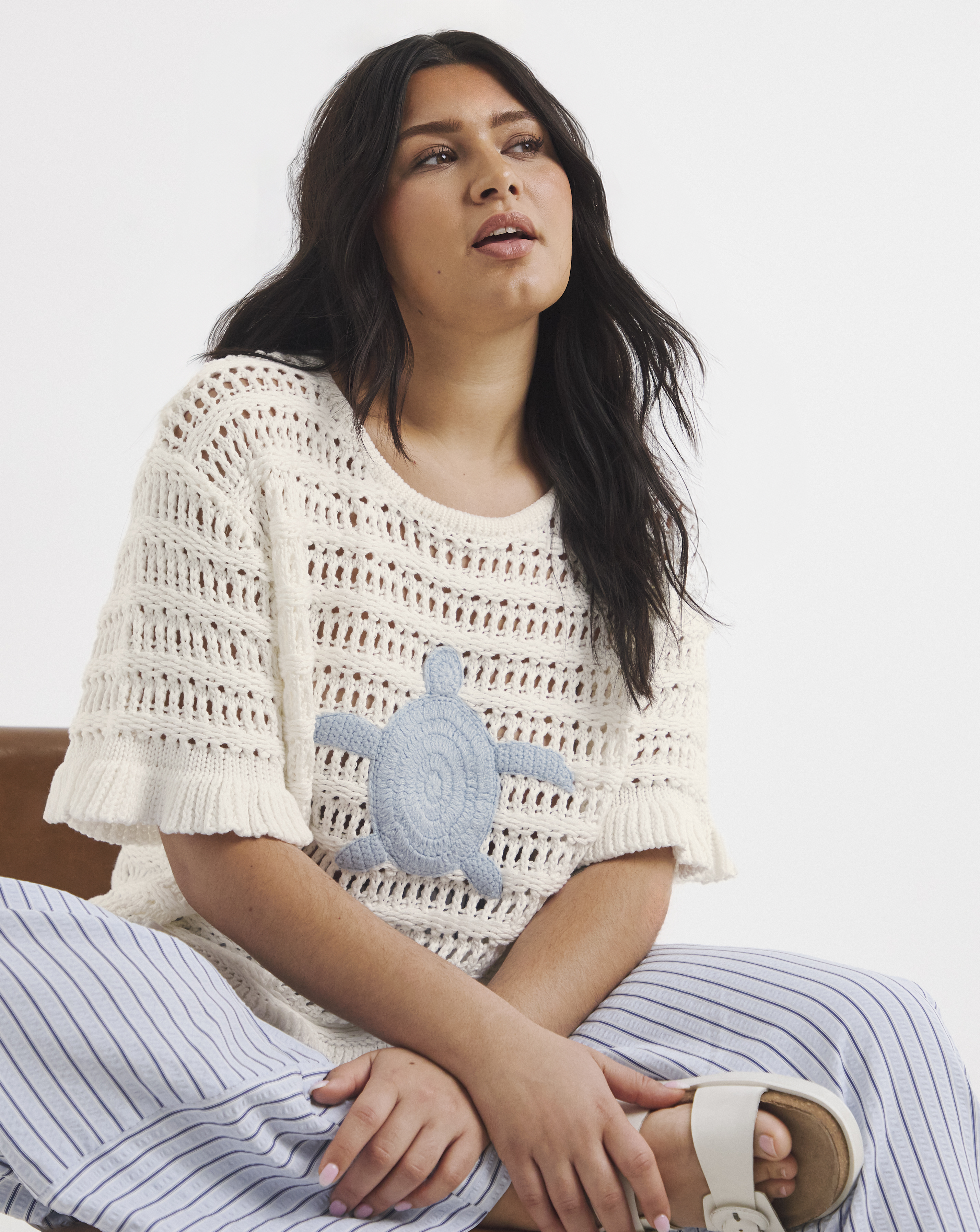 Crochet Top with Turtle Applique