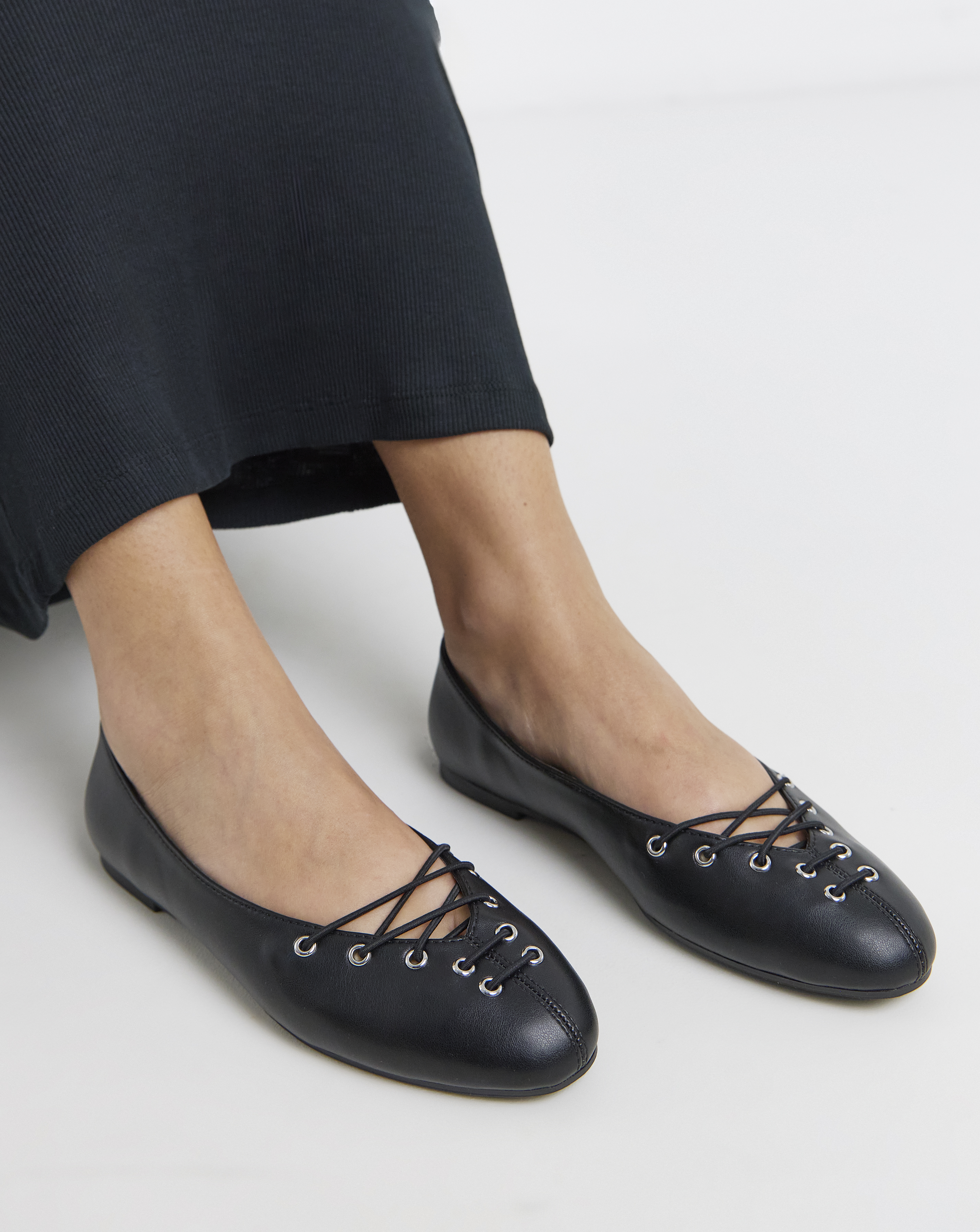 Lace Front Ballerinas Wide Fit