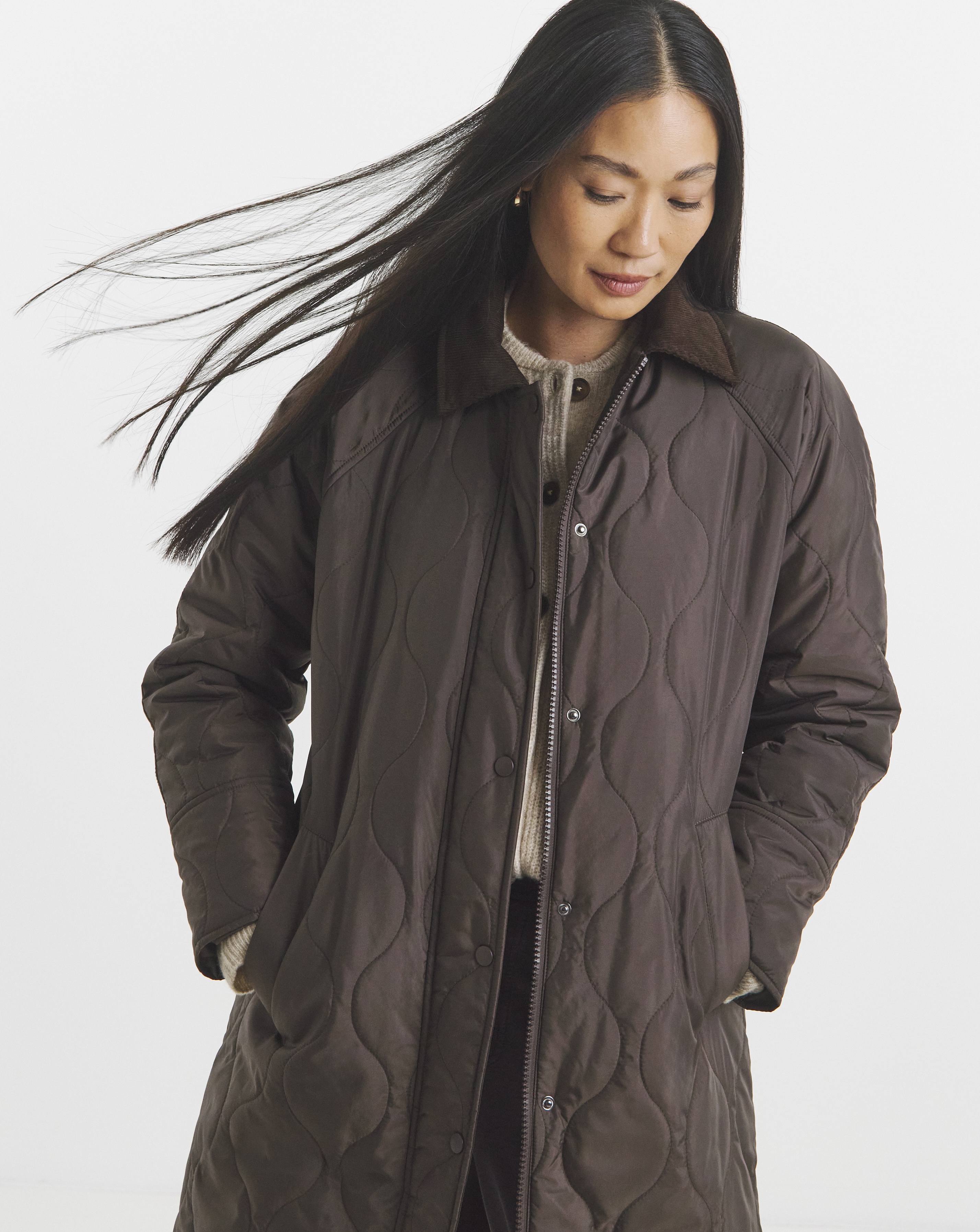 Cord Collar Quilted Barn Coat