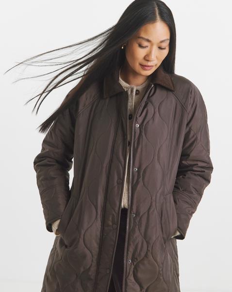 Cord Collar Quilted Barn Coat