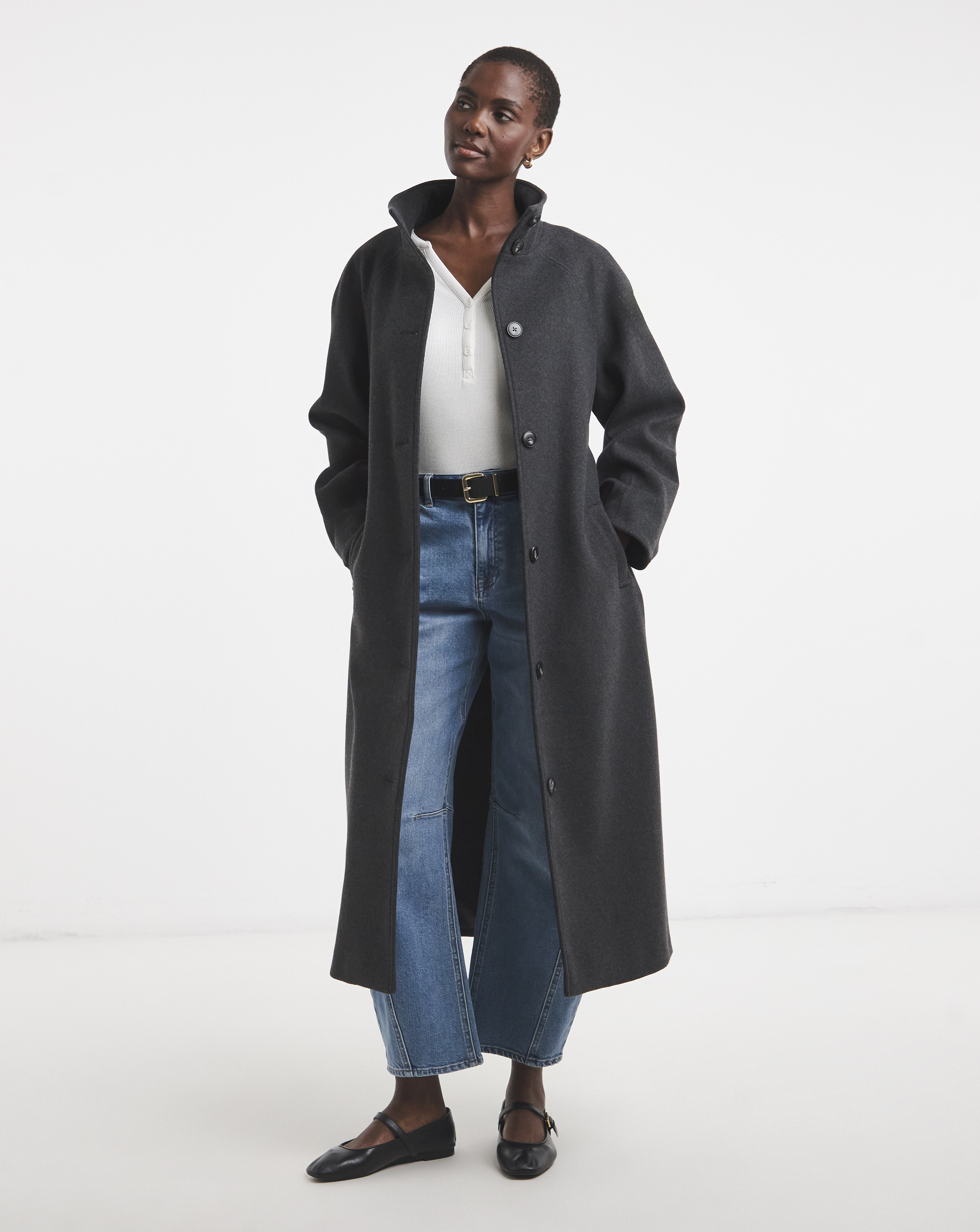 Funnel Neck Longline Coat