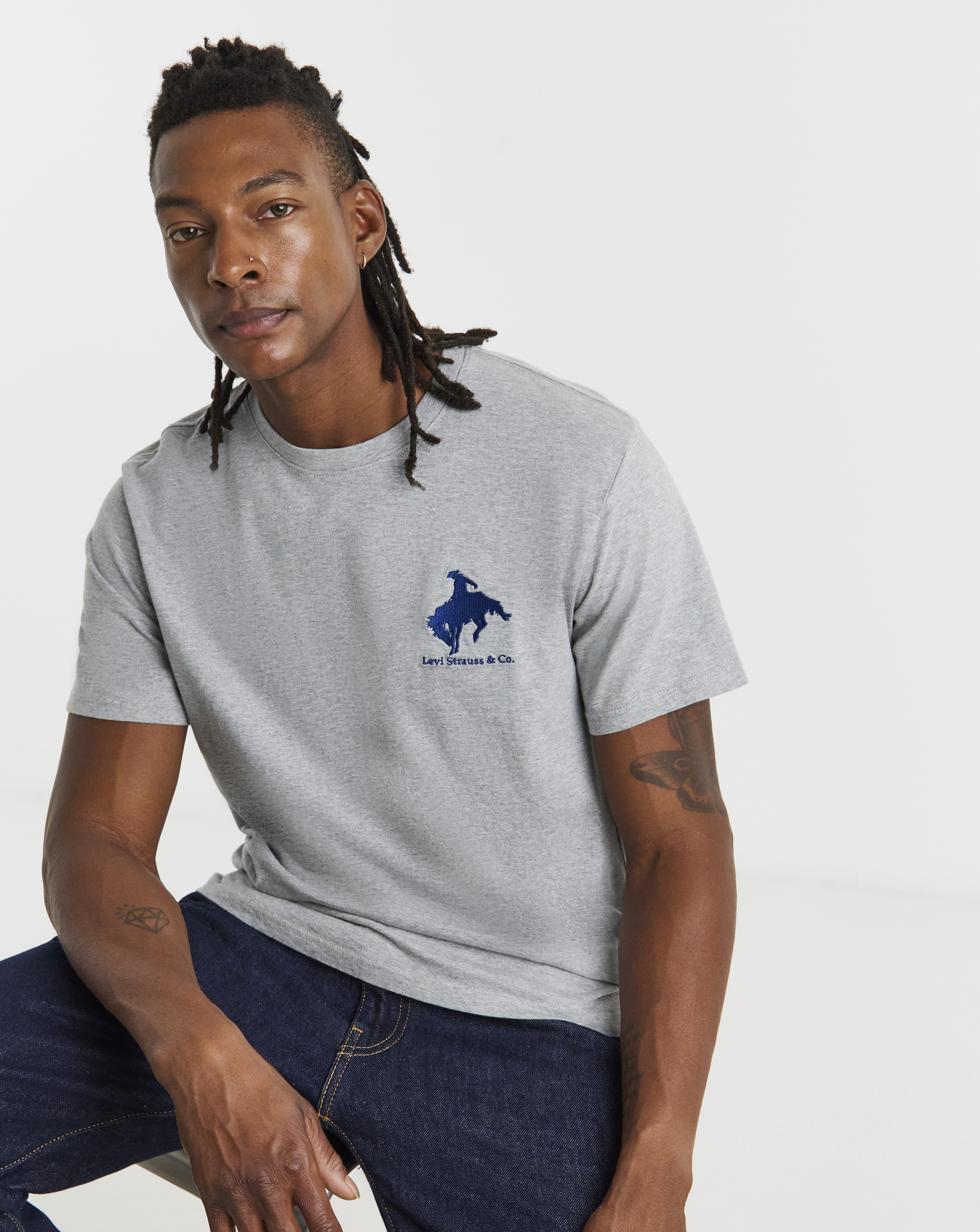 Levi's Grey Marl Relaxed Embroidered Motif T-Shirt - Xxl