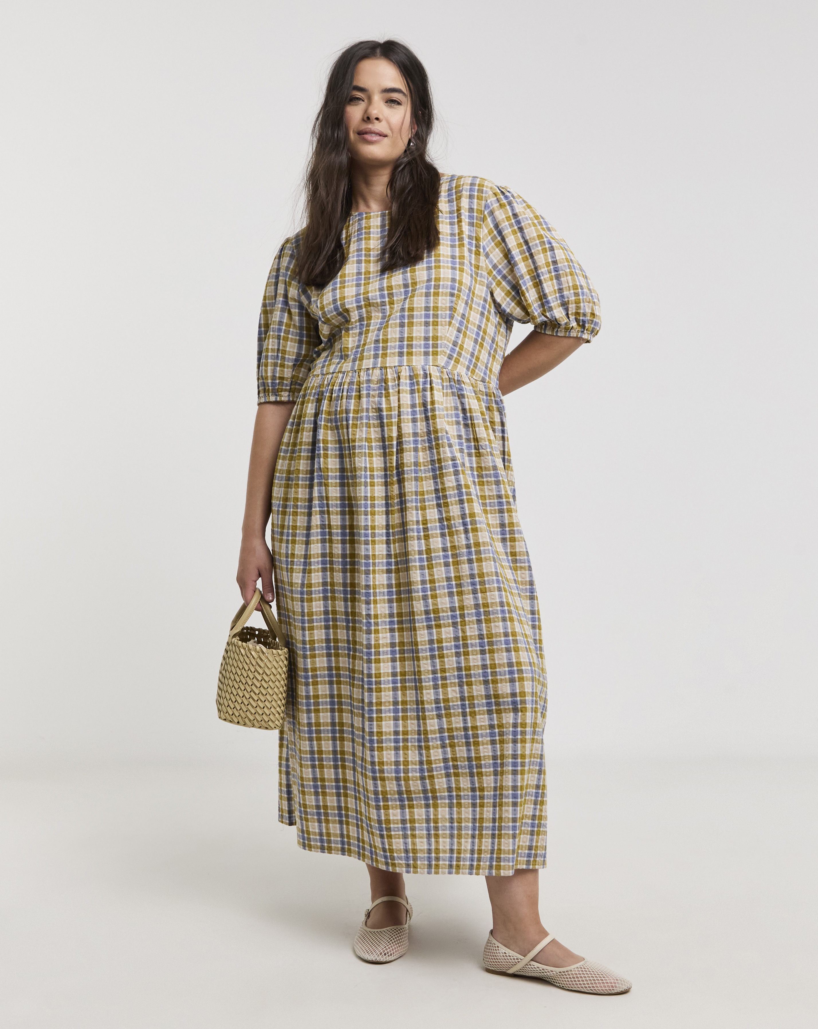 Native Youth Check Midi Dress