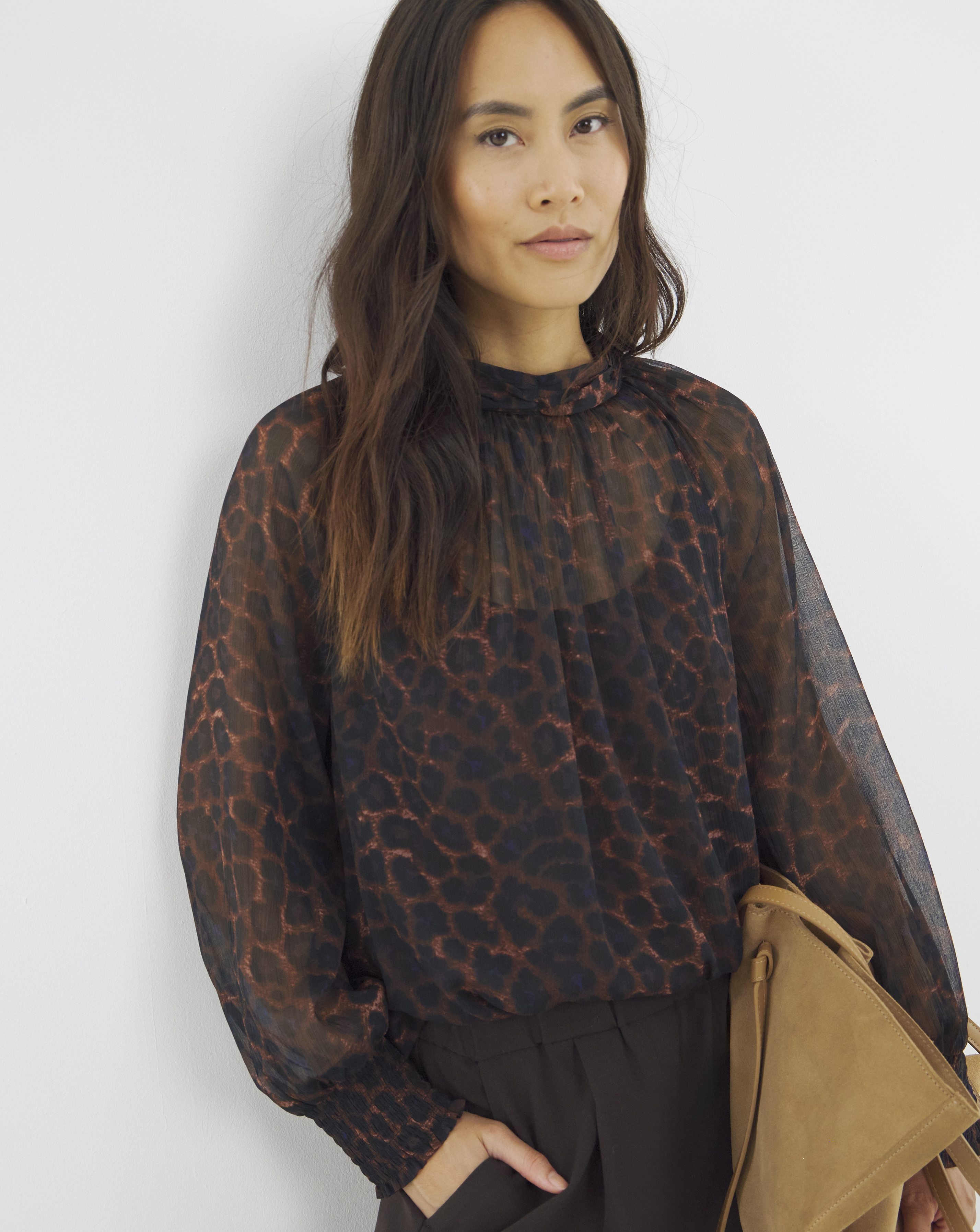 High Neck Chiffon Blouse