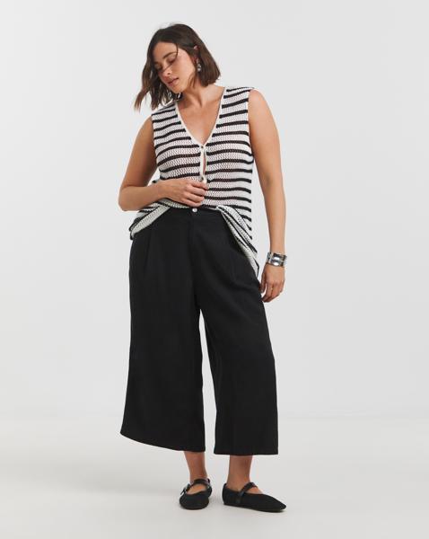 Simply Be Black Crop Wide Leg Jeans