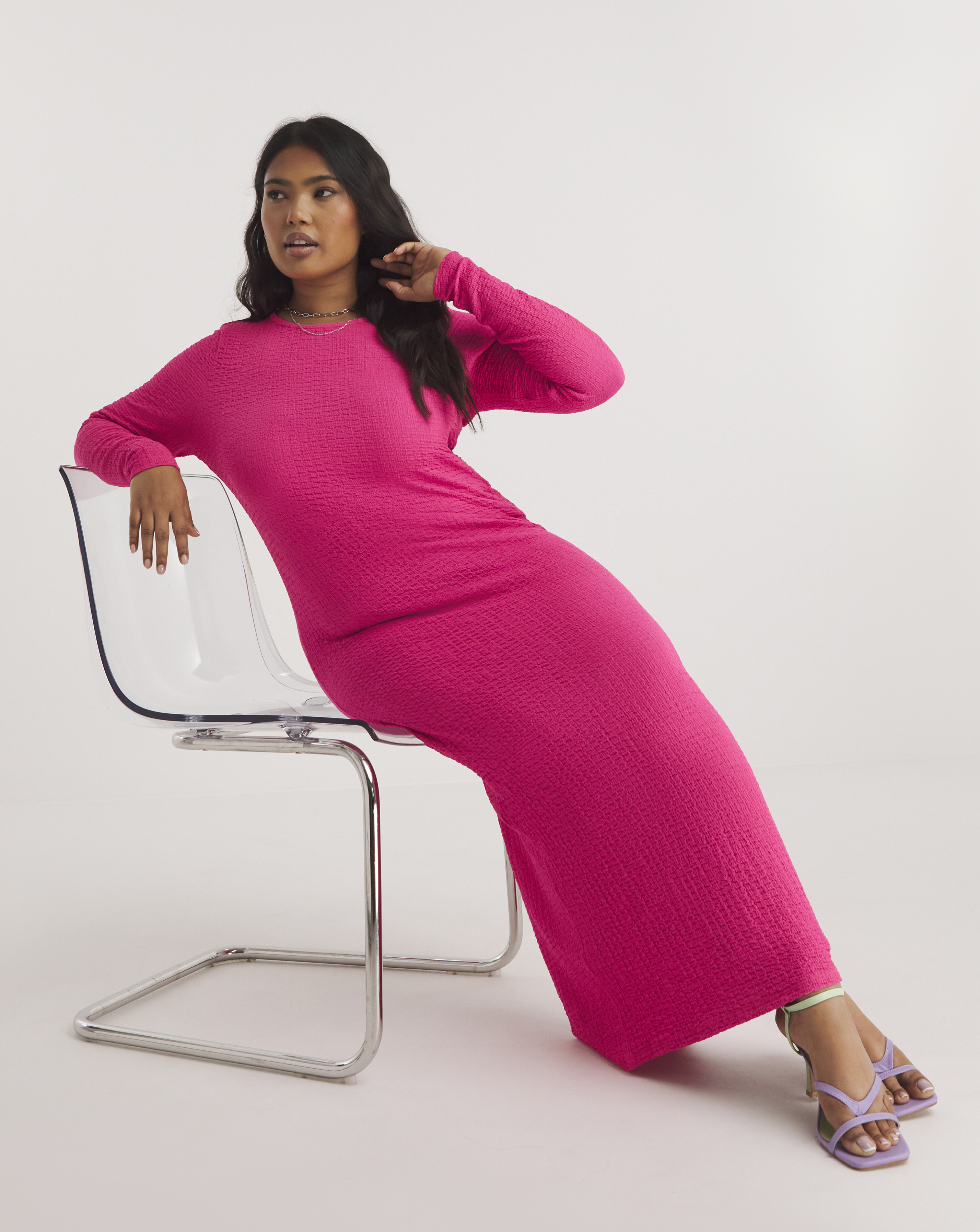 Textured Jersey Midaxi Dress